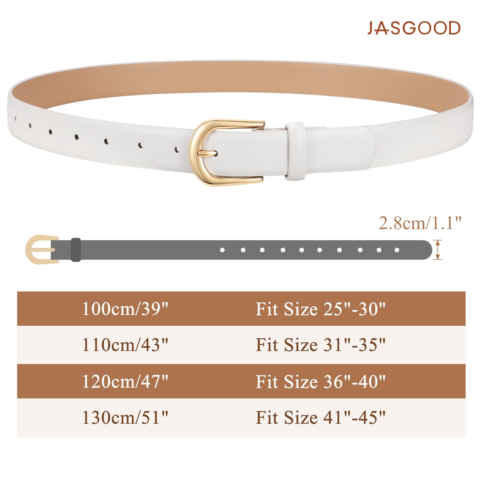 JASGOOD Leather Belt Women Belts for Jean Pants with Gold Buckle Fashion Ladies Waist Belt - JASGOOD OFFICIAL
