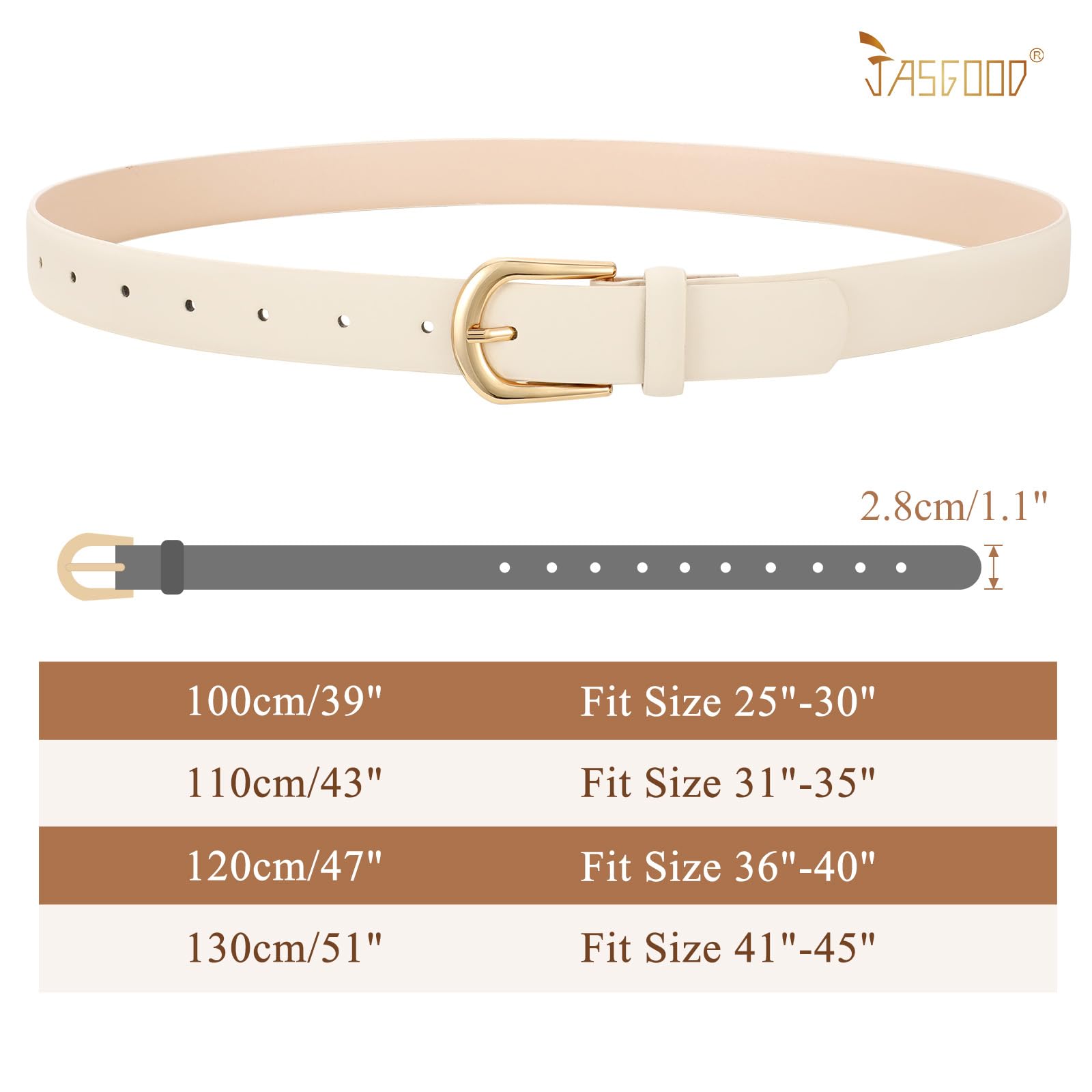 JASGOOD Leather Belt Women Belts for Jean Pants with Gold Buckle Fashion Ladies Waist Belt - JASGOOD OFFICIAL