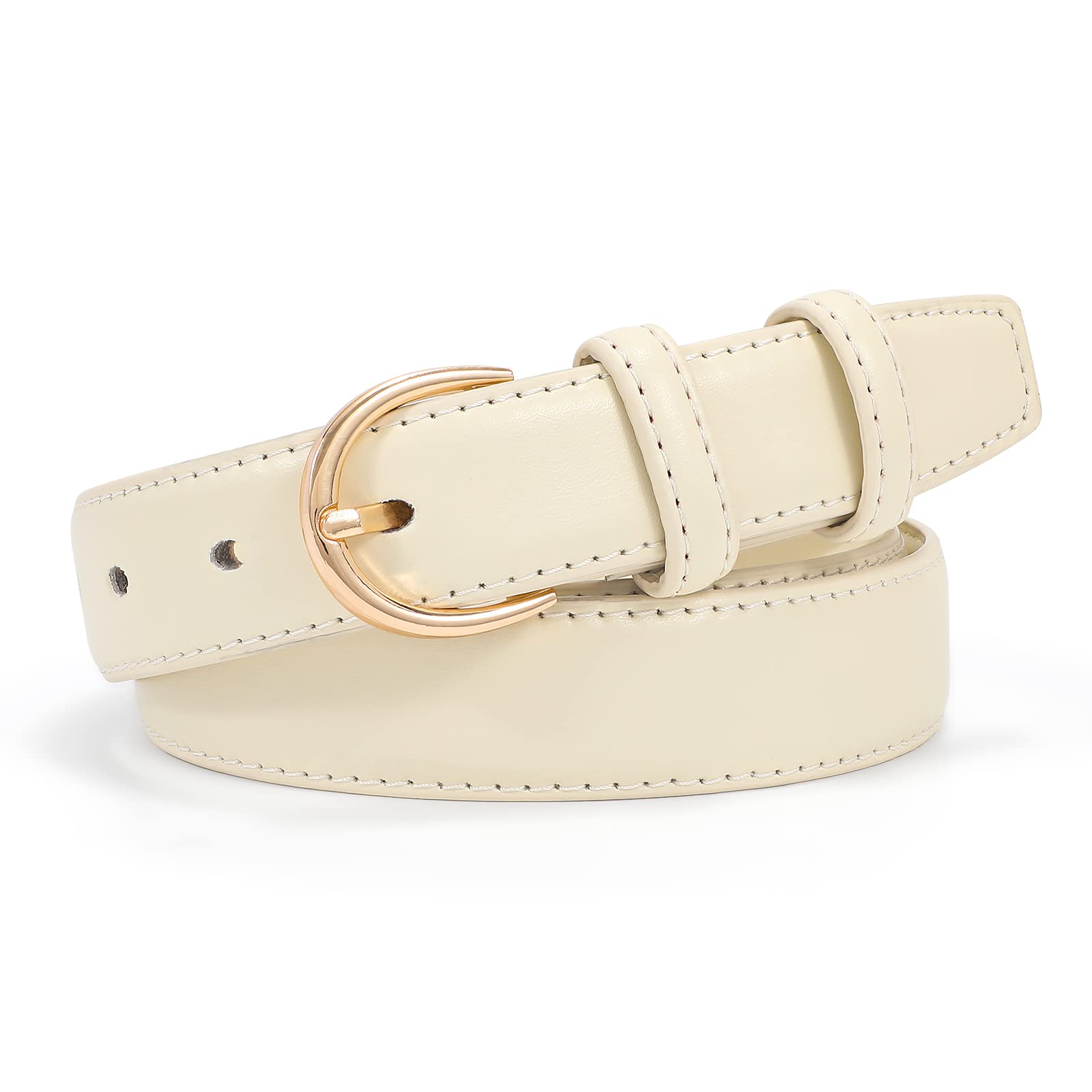 JASGOOD Women Leather Belt Fashion Dress Belt with Gold Buckle for Ladies Jeans Pants