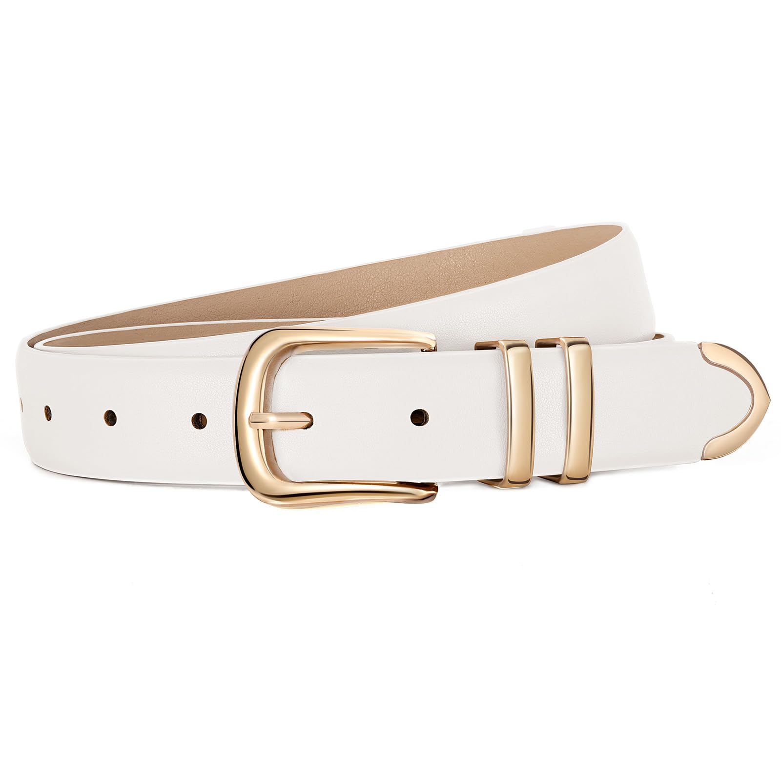 JASGOOD Women Leather Belt with Gold Buckle Ladies Fashion Faux Leather Waist Belt for Jeans Pants - JASGOOD OFFICIAL