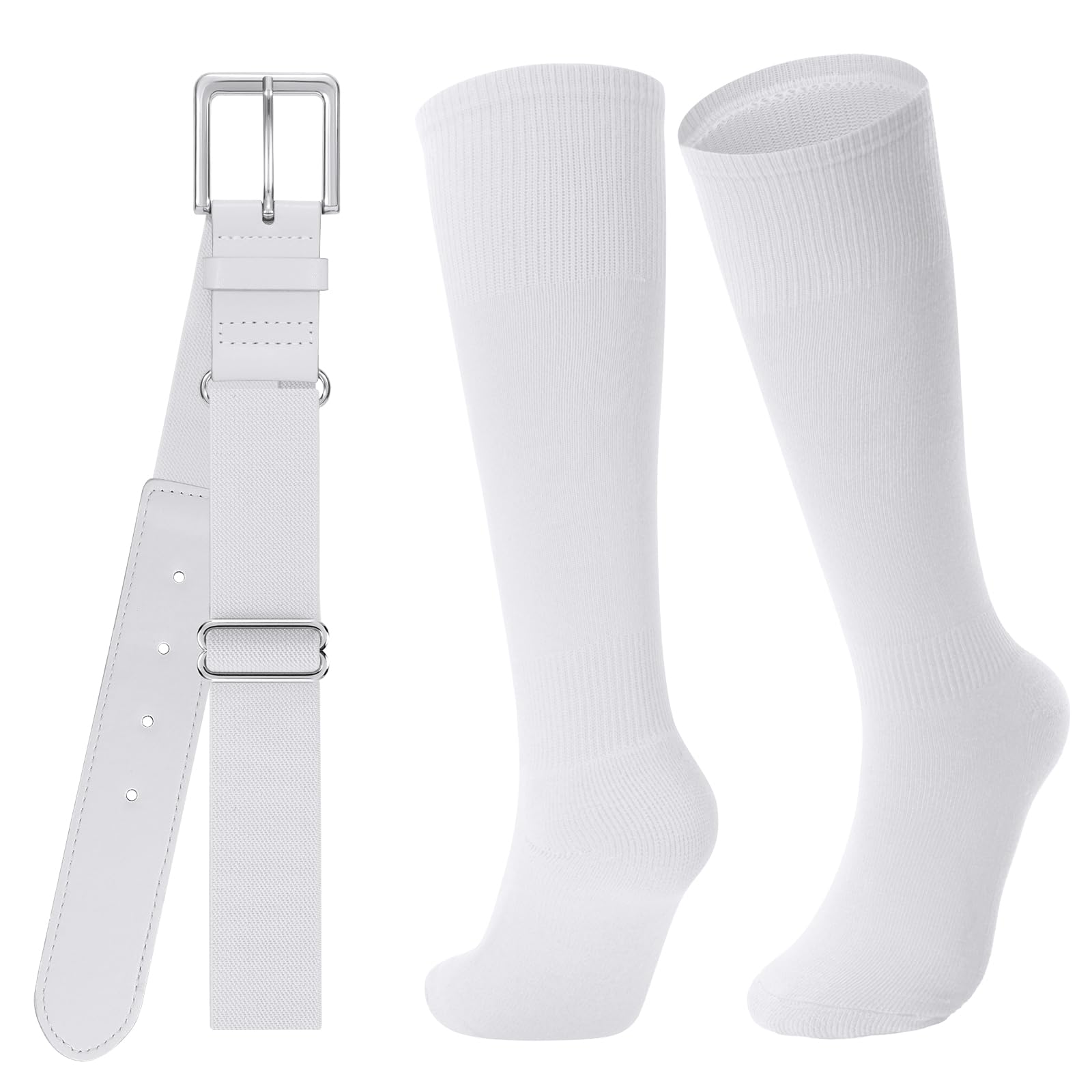 Baseball Socks and Belt for Youth Adult Softball Socks Combo Elastic Waist Belt for Men Kids Boys Girls Women JASGOOD