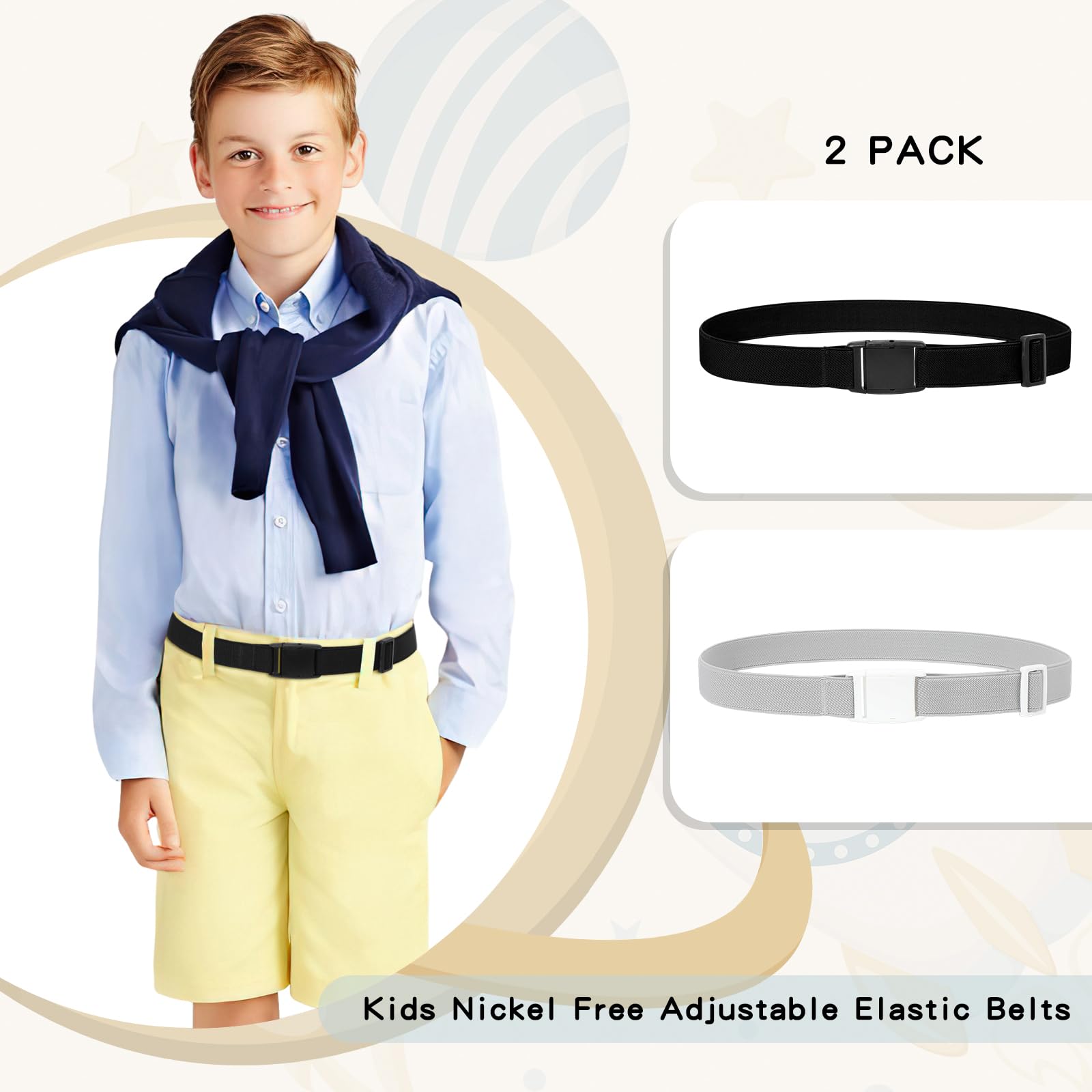 JASGOOD Kids Adjustable Elastic Belt for Boys Girls and Toddlers Nickel Free Stretch Belts for Pants Jeans