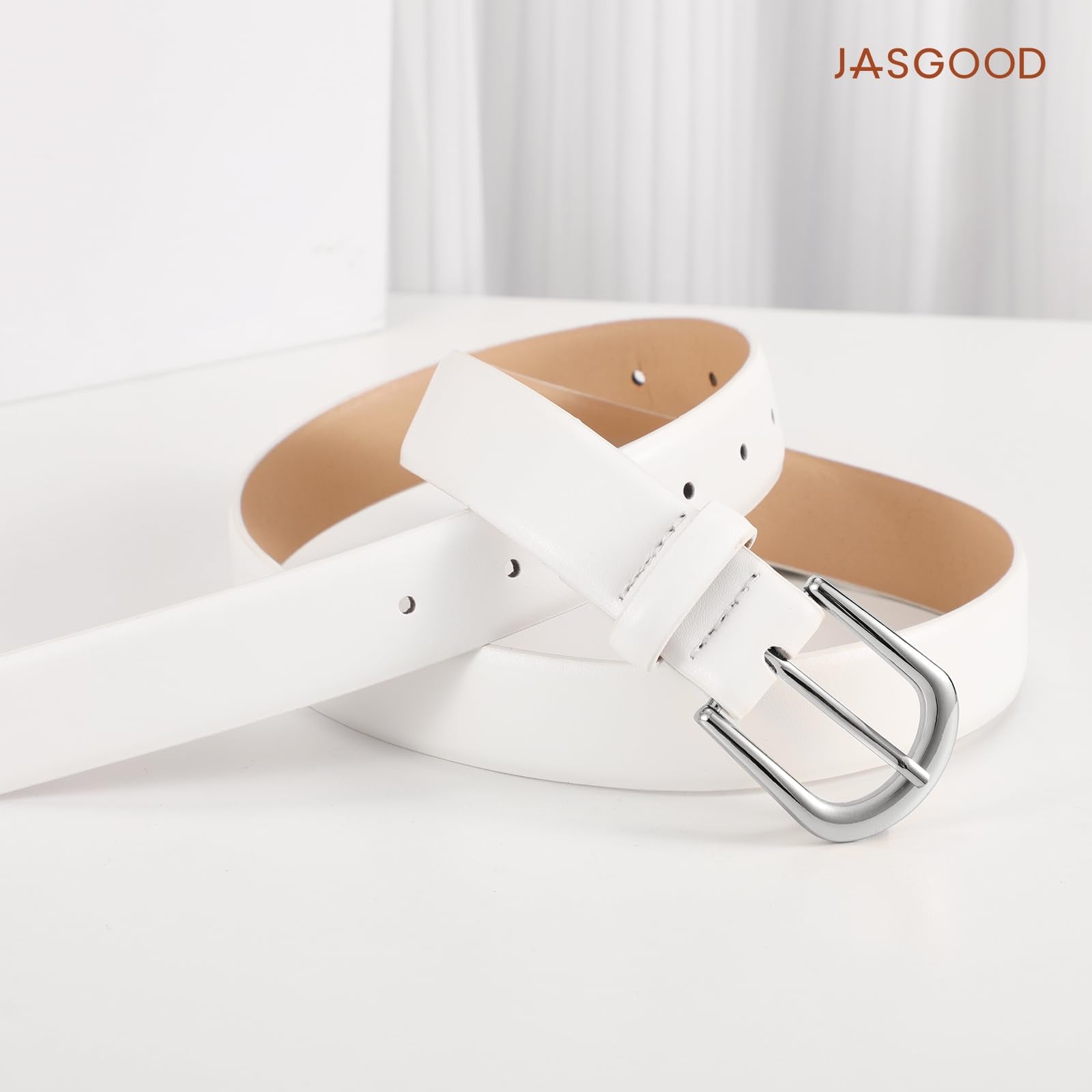 JASGOOD Leather Belt Women Belts for Jean Pants with Gold Buckle Fashion Ladies Waist Belt - JASGOOD OFFICIAL