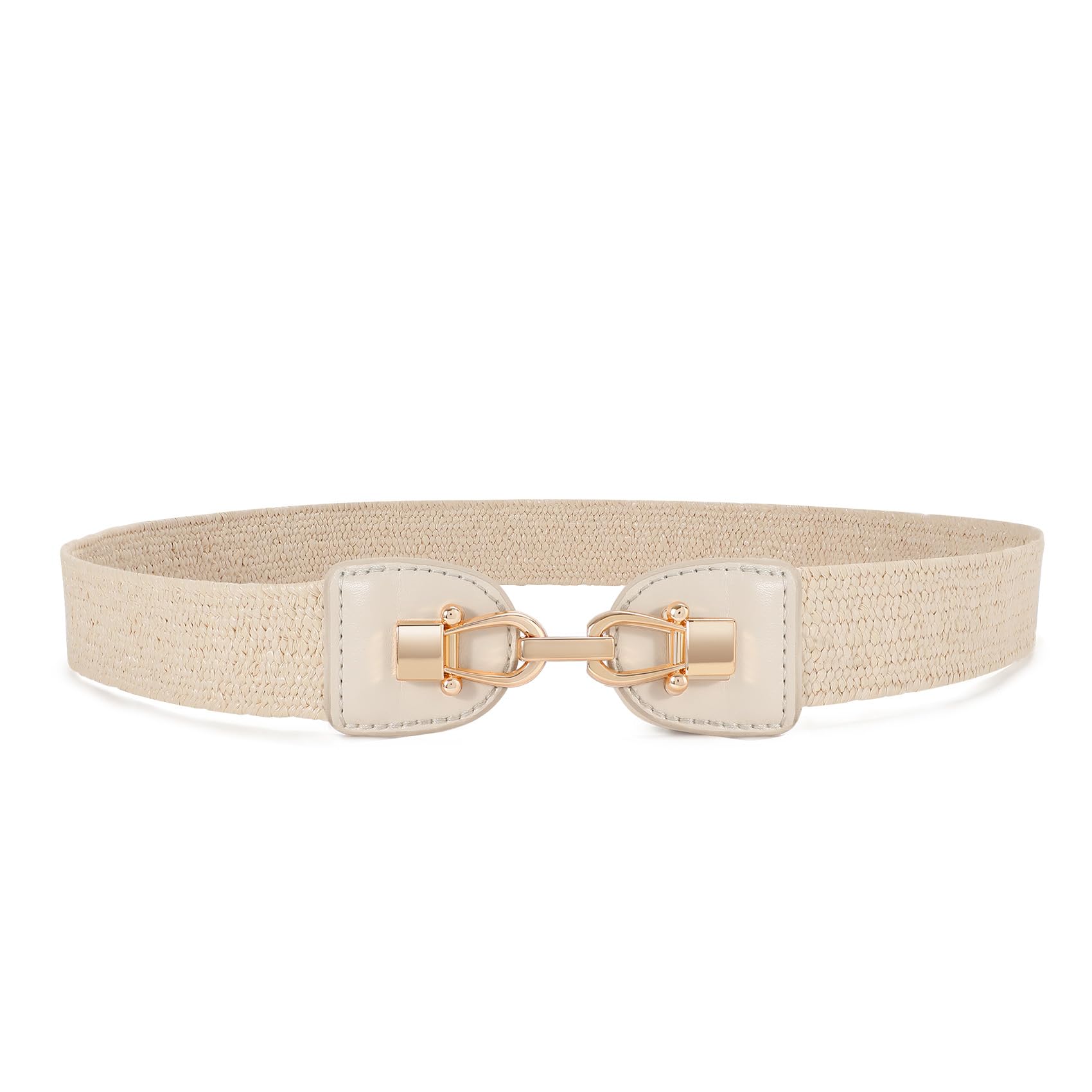 JASGOOD Straw Woven Elastic Waist Belt for Women Stretchy Boho Braided Skinny Dress Belt