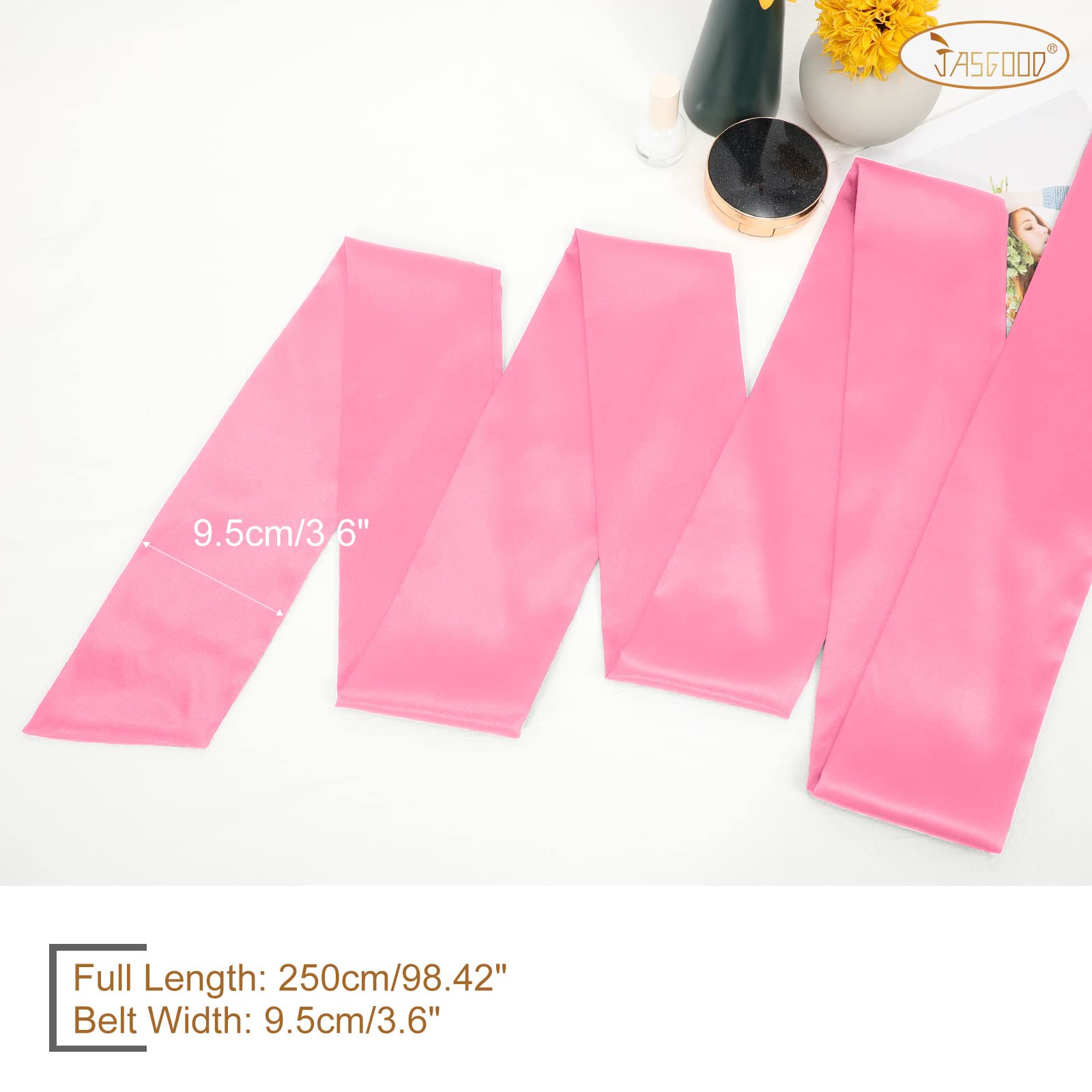 JASGOOD Women Sash Belt for Dress Long Satin Waist Belt for Wedding Party Special Occasion 3.7" Width