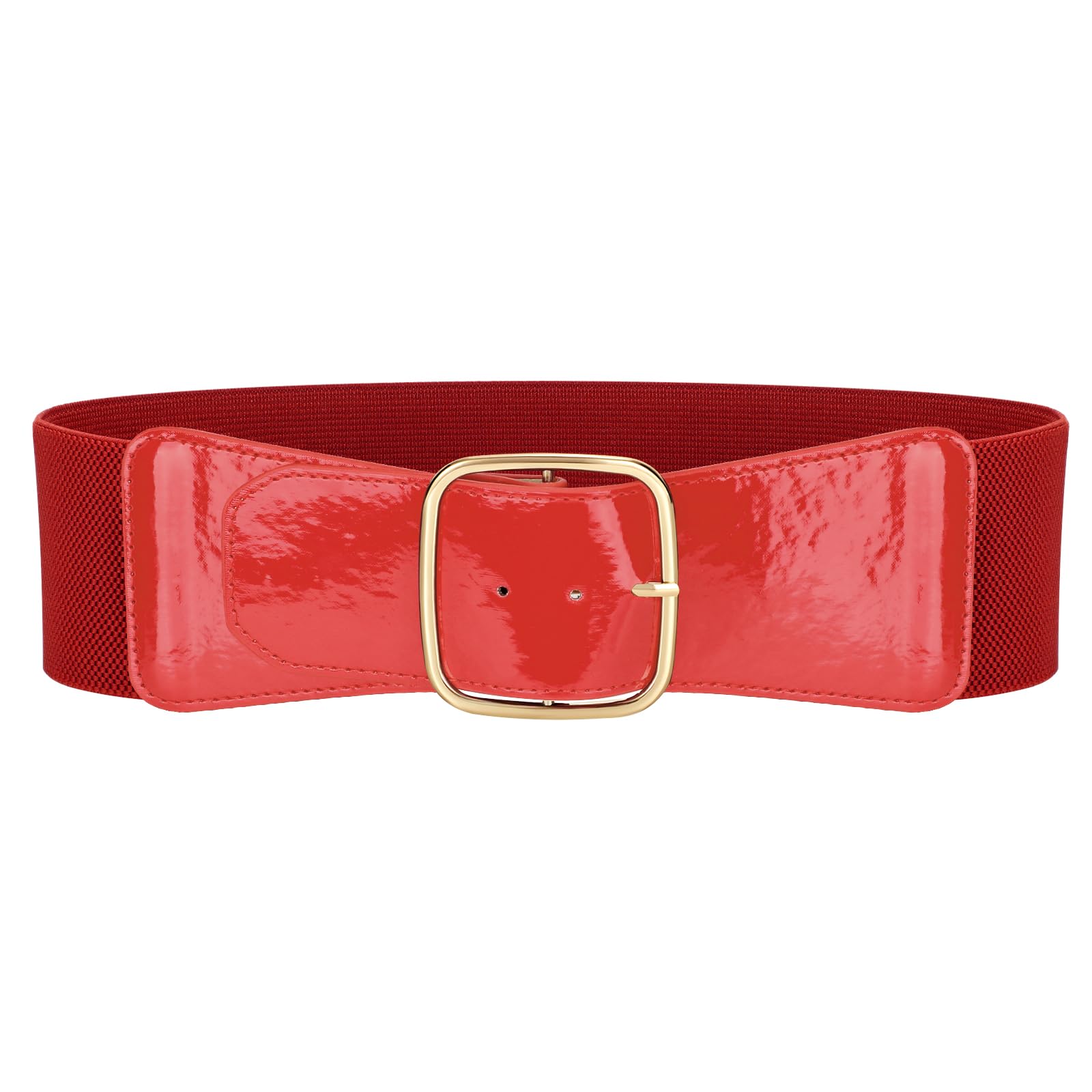 JASGOOD Women Elastic Wide Belt Ladies Stretchy Waist Belt with Square Buckle for Dress