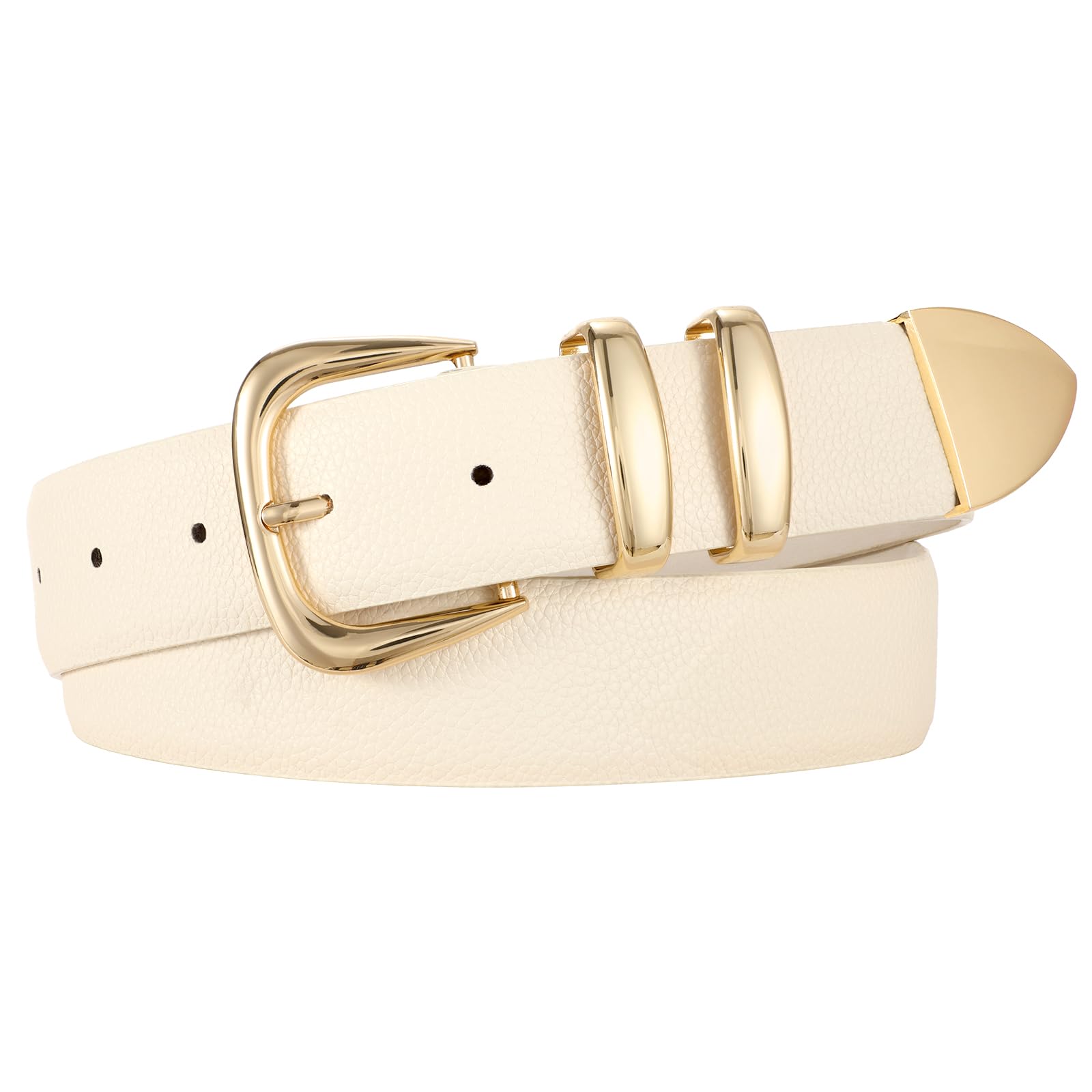 JASGOOD Women's Leather Belts Fashion Leather Waist Belt with Gold Buckle Elegant Ladies Belts for Jeans Dress