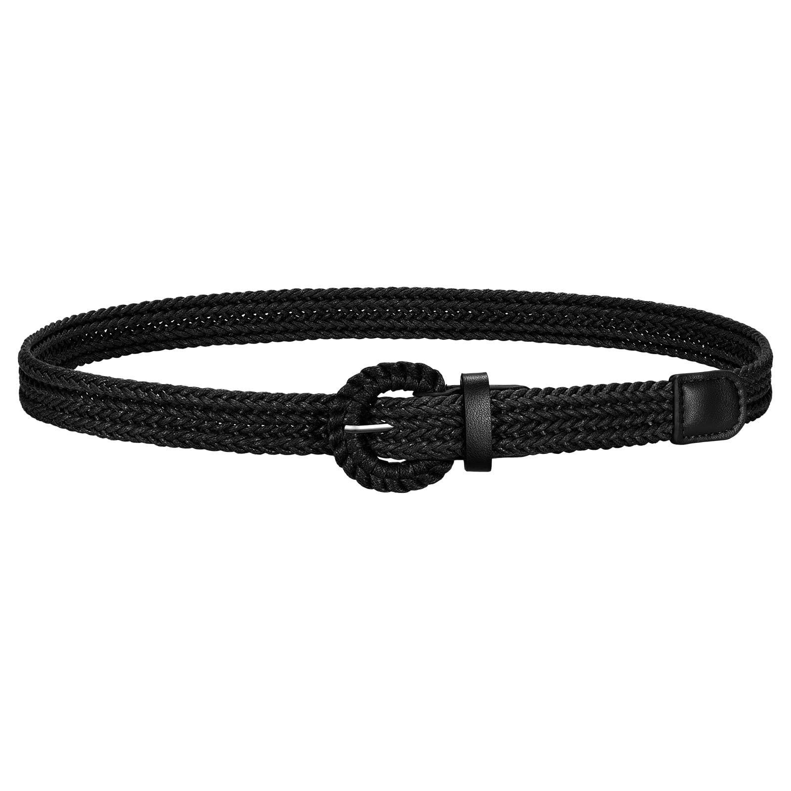 JASGOOD Women's Straw Braided Woven Boho Belt - Skinny Raffia Waist Strap for Summer Dresses & Jeans(Width:0.9")