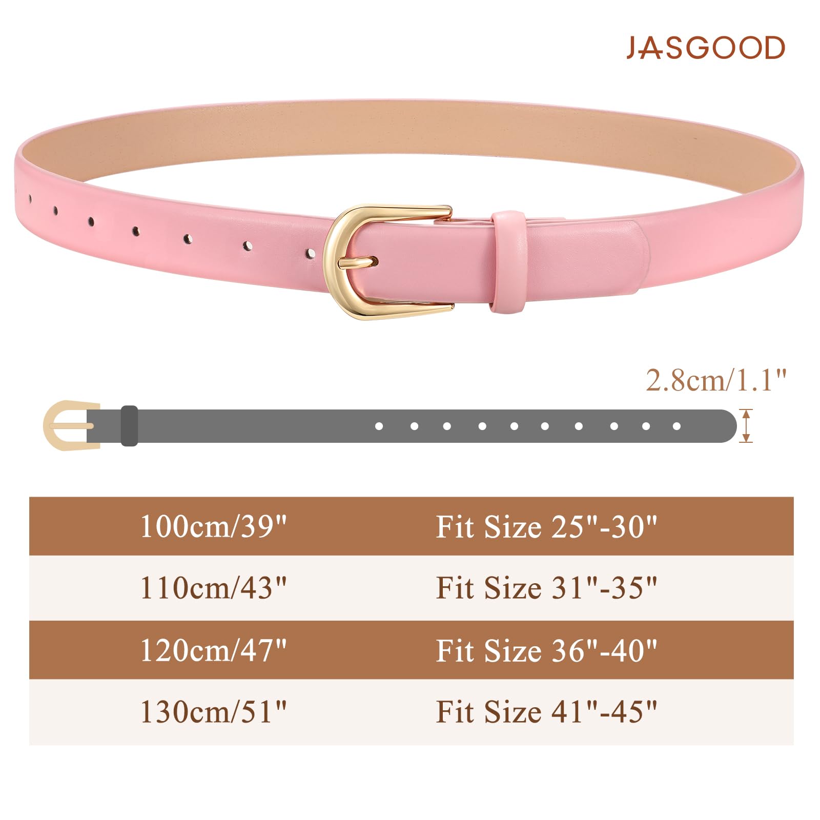 JASGOOD Leather Belt Women Belts for Jean Pants with Gold Buckle Fashion Ladies Waist Belt - JASGOOD OFFICIAL