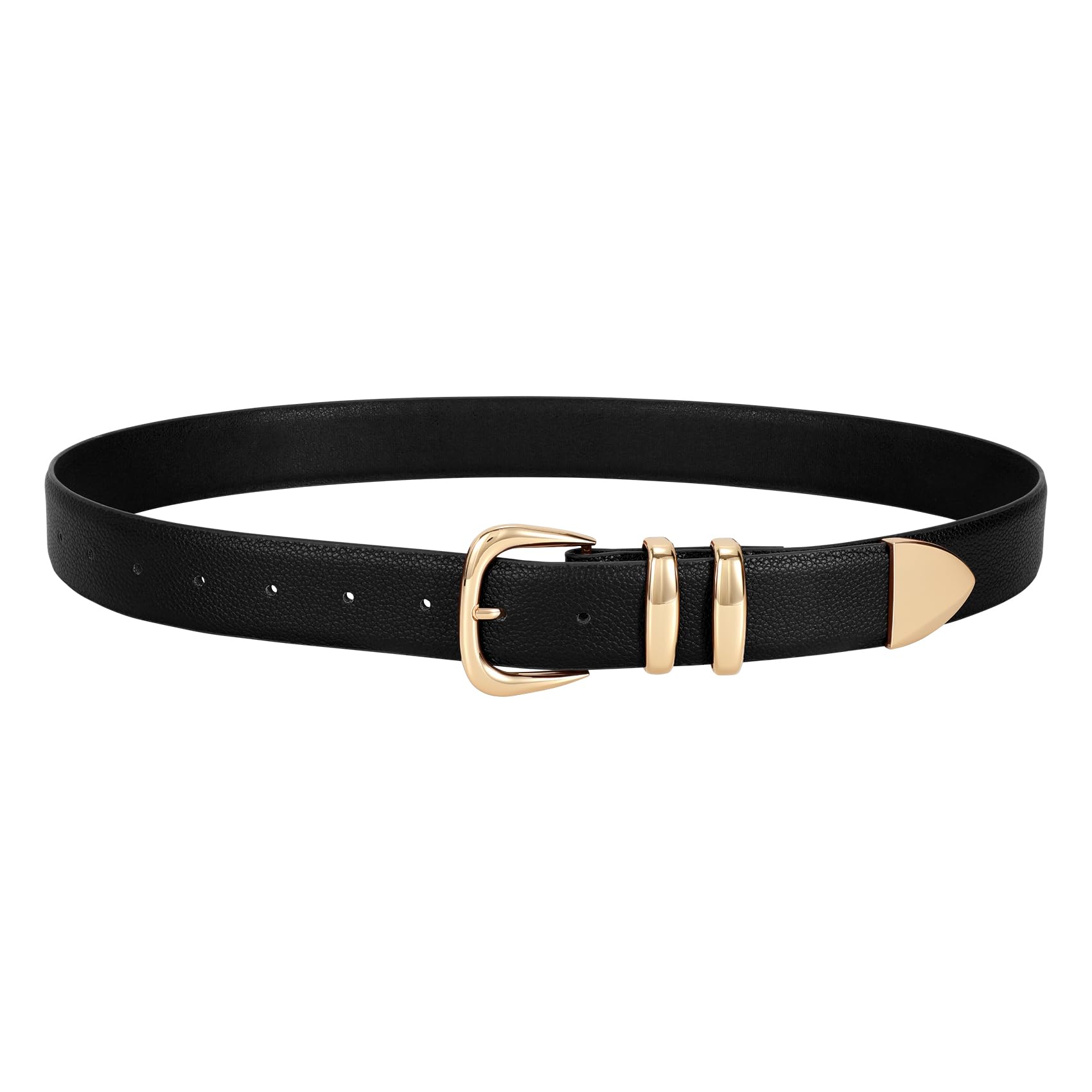 JASGOOD Women's Leather Belts Fashion Leather Waist Belt with Gold Buckle Elegant Ladies Belts for Jeans Dress