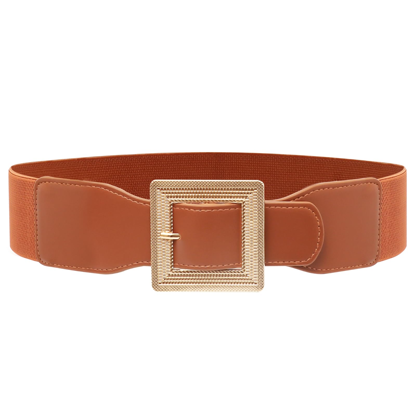 JASGOOD Women Wide Elastic Belt Stretchy Vintage Waist Belts for Dress Santa Belt with Square Buckle