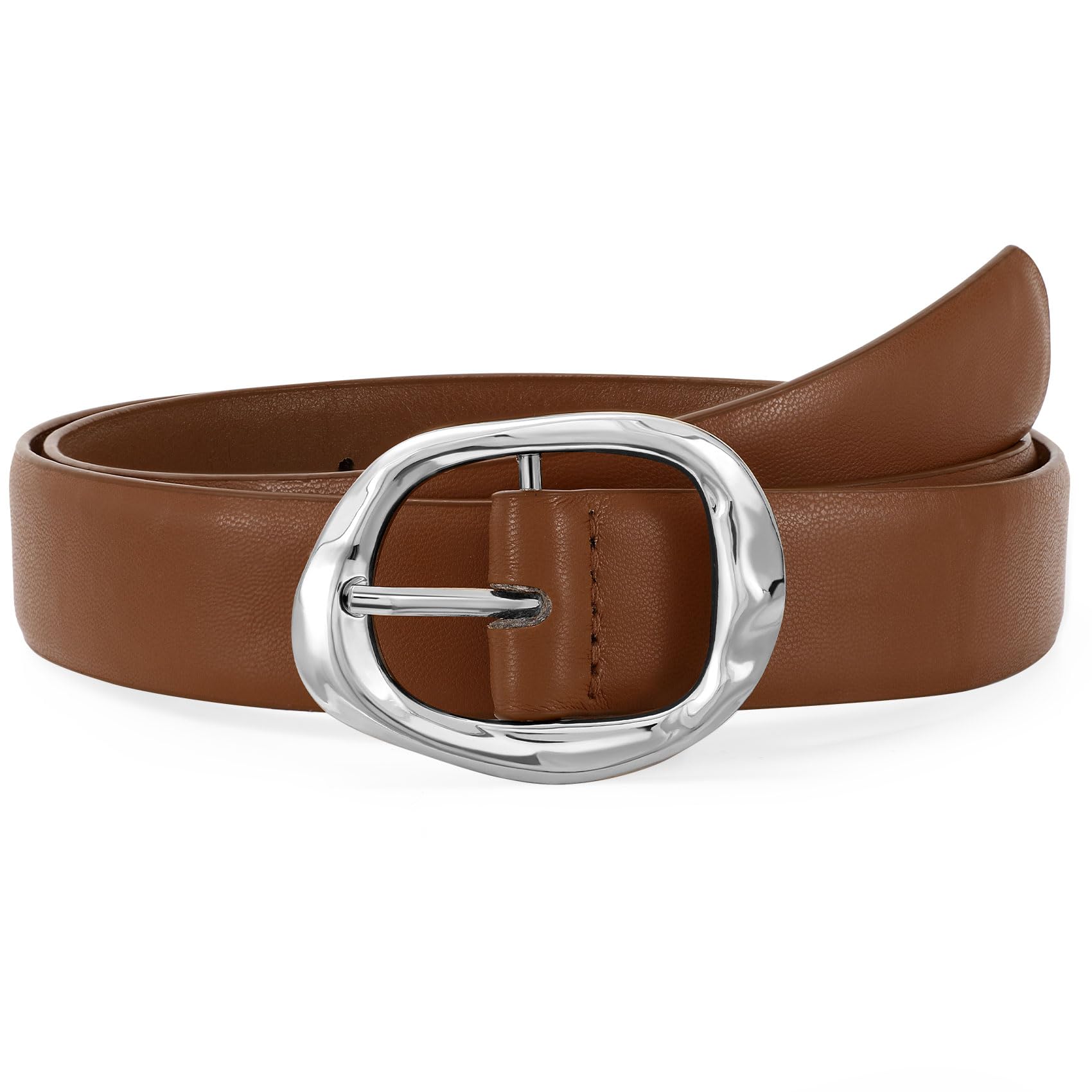 Women Leather Belt for Jeans Pants Ladies Casual Waist Belt Fashion Women Belt with Gold Buckle - JASGOOD OFFICIAL