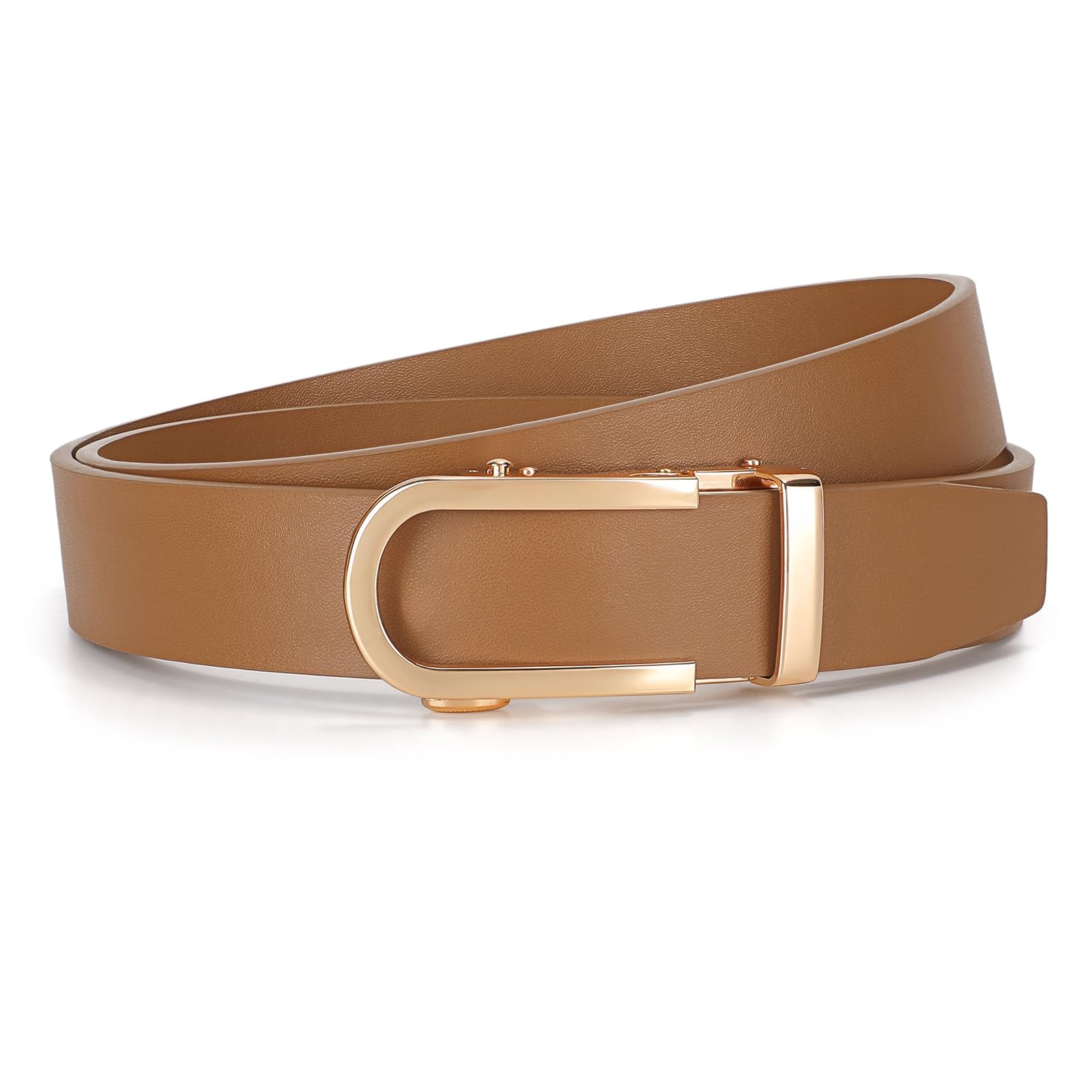 JASGOOD Women Leather Ratchet Belt for Jeans Pants Dresses Adjustable Belt with Automatic Sliding Buckle, Width 1.2" - JASGOOD OFFICIAL