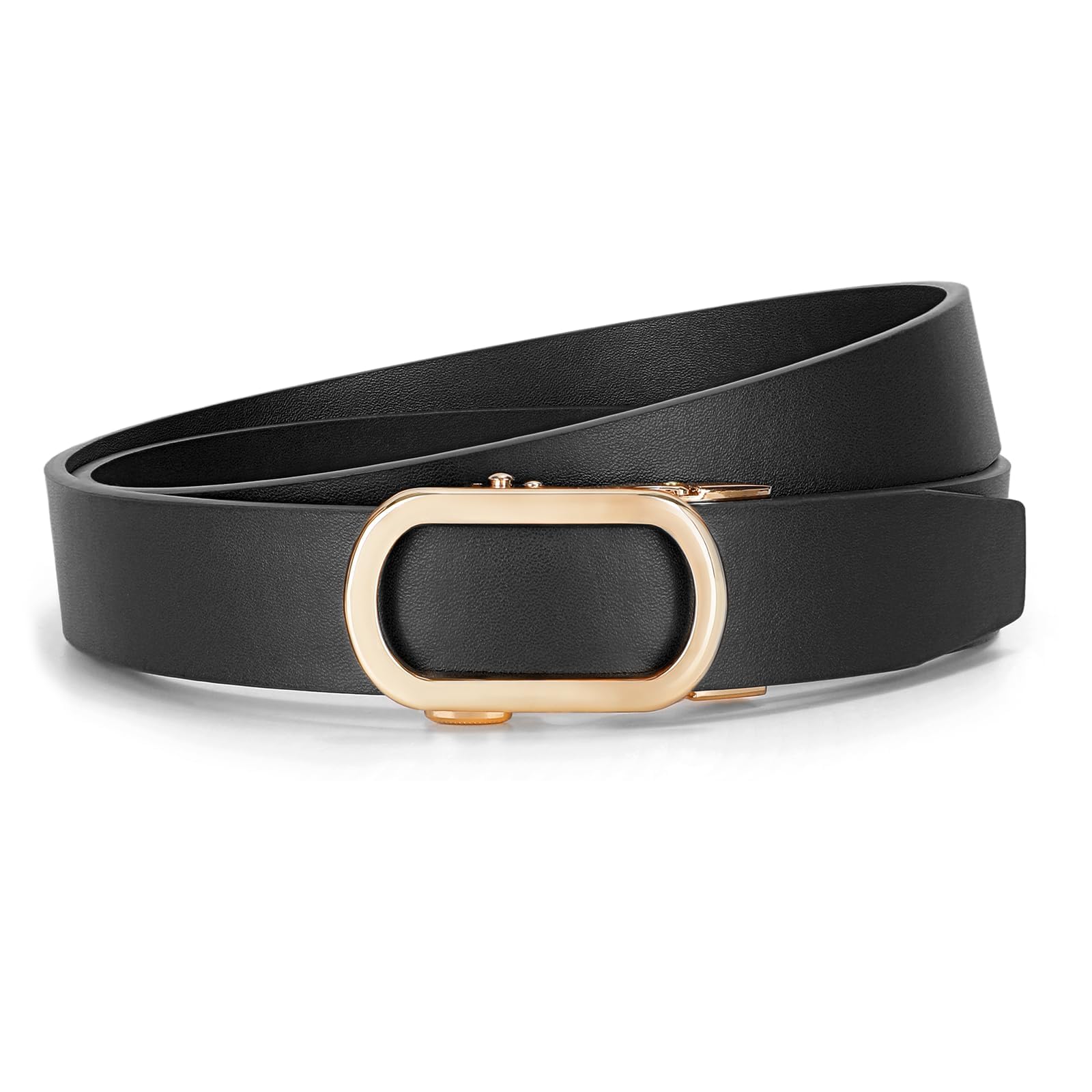 JASGOOD Women Leather Ratchet Belt for Jeans Pants Dresses Adjustable Belt with Automatic Sliding Buckle, Width 1.2" - JASGOOD OFFICIAL