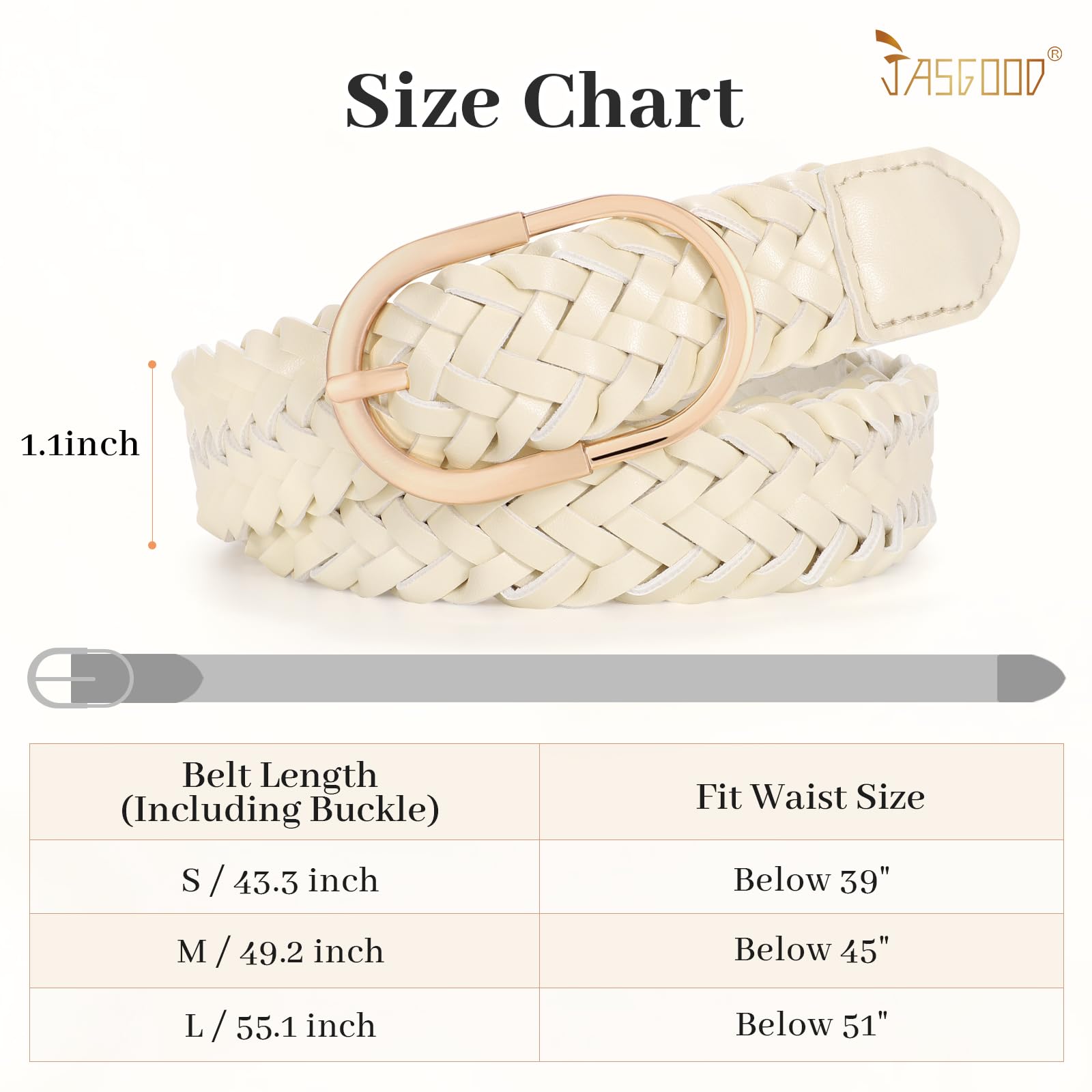 JASGOOD Women's Skinny Leather Braided Belt, Hand-Woven Thin Belt with Gold Buckle for Women for Jeans Pants Dresses