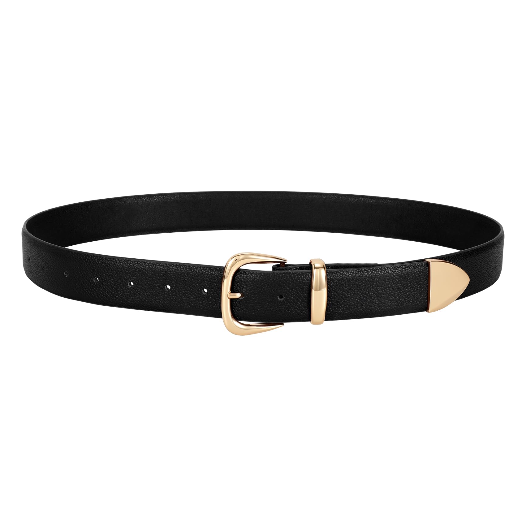 JASGOOD Women's Leather Belts Fashion Leather Waist Belt with Gold Buckle Elegant Ladies Belts for Jeans Dress