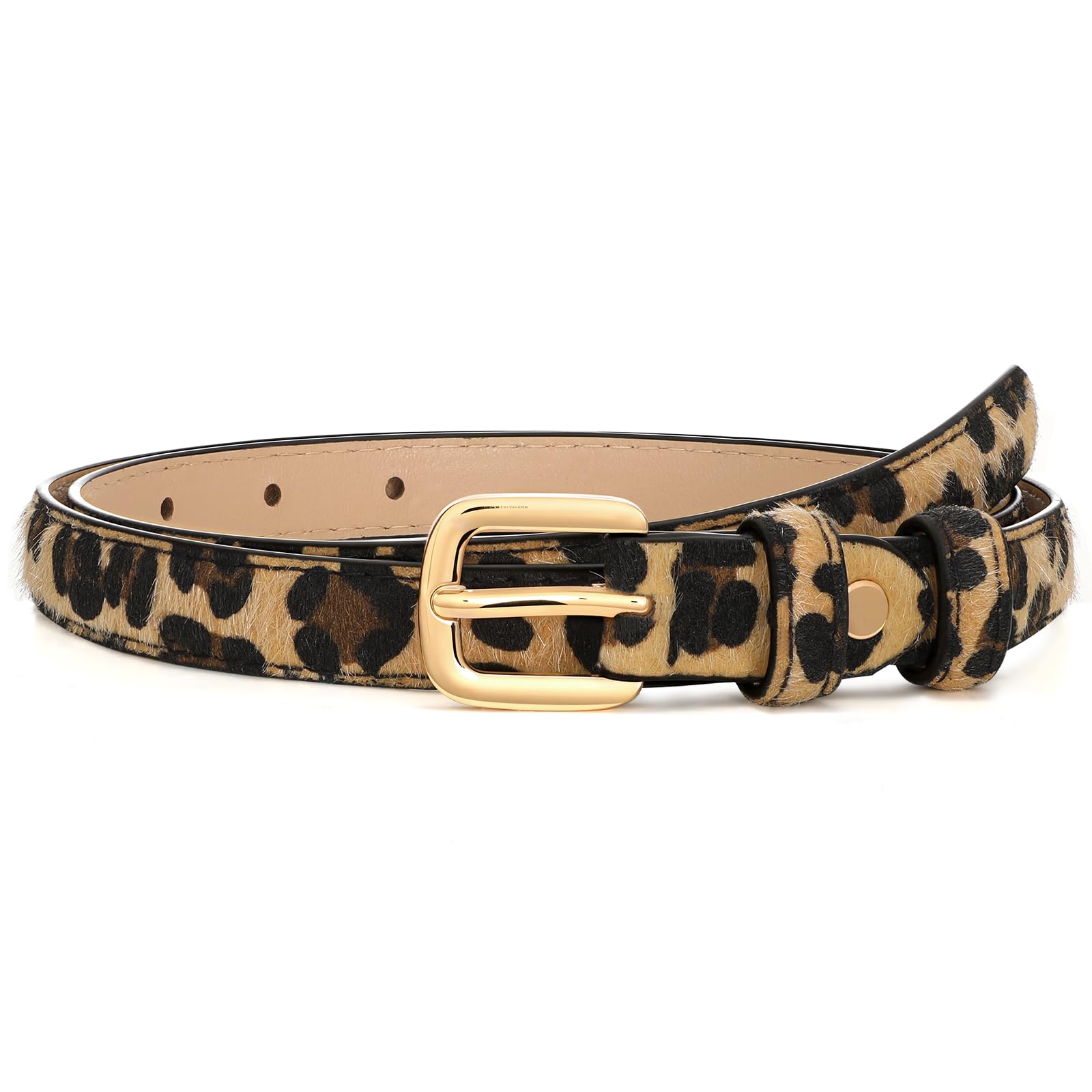 JASGOOD Women Skinny Faux Leather Belt Thin Waist Belt for Women Jeans Dress Fashion Ladies Belt with Gold Buckle
