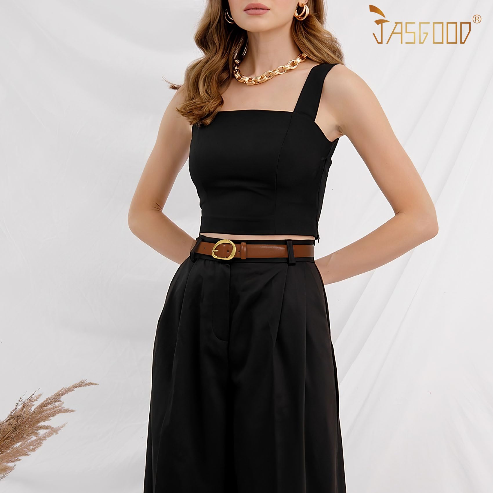 JASGOOD Leather Belts for Women Cute Casual Waist Belt with Gold Buckle Ladies for Jeans Pants Dresses - JASGOOD OFFICIAL