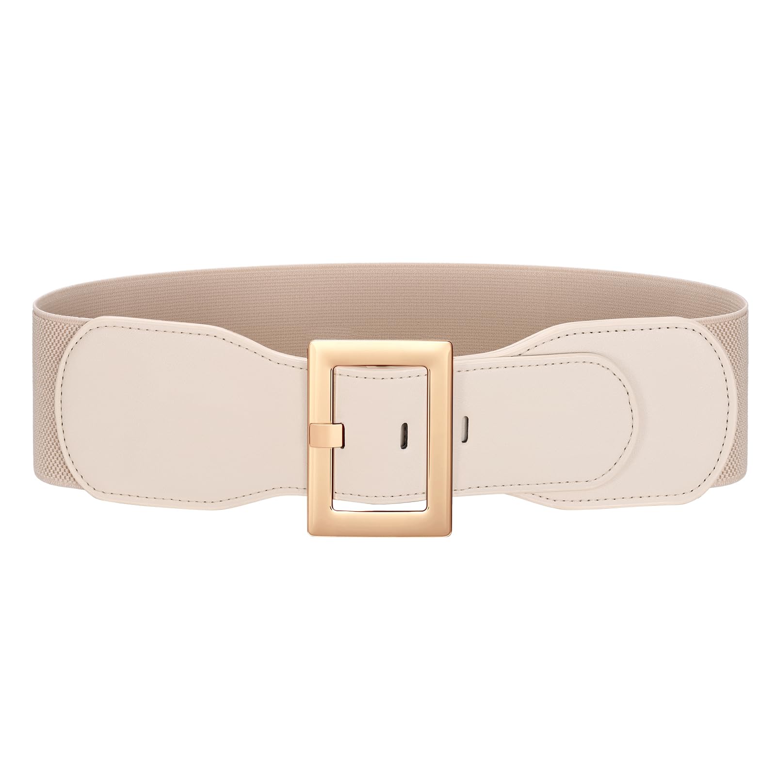 JASGOOD Women Wide Elastic Belt Stretchy Vintage Waist Belts for Dress Santa Belt with Square Buckle