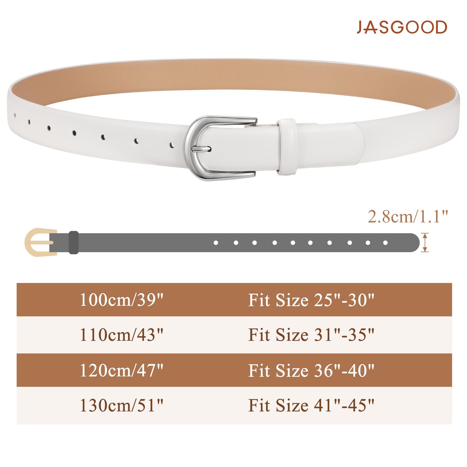 JASGOOD Leather Belt Women Belts for Jean Pants with Gold Buckle Fashion Ladies Waist Belt - JASGOOD OFFICIAL