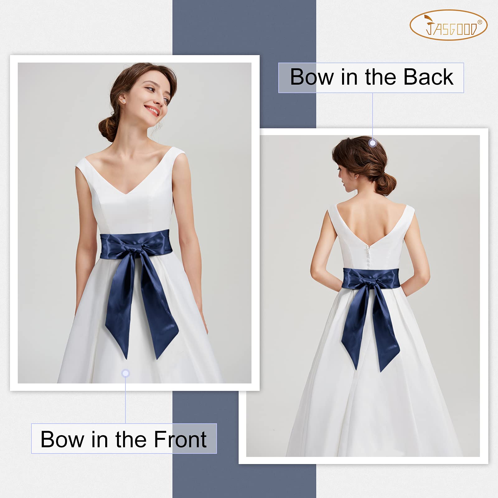 JASGOOD Women Sash Belt for Dress Long Satin Waist Belt for Wedding Party Special Occasion 3.7" Width