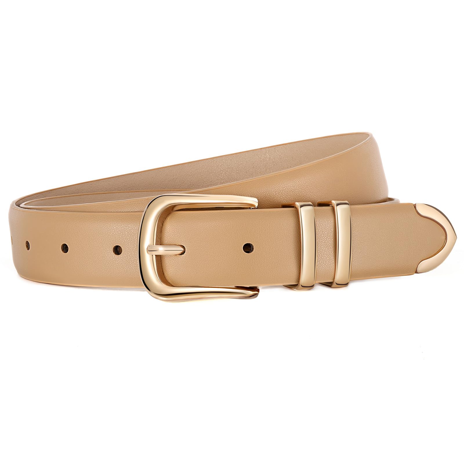 JASGOOD Women Leather Belt with Gold Buckle Ladies Fashion Faux Leather Waist Belt for Jeans Pants - JASGOOD OFFICIAL