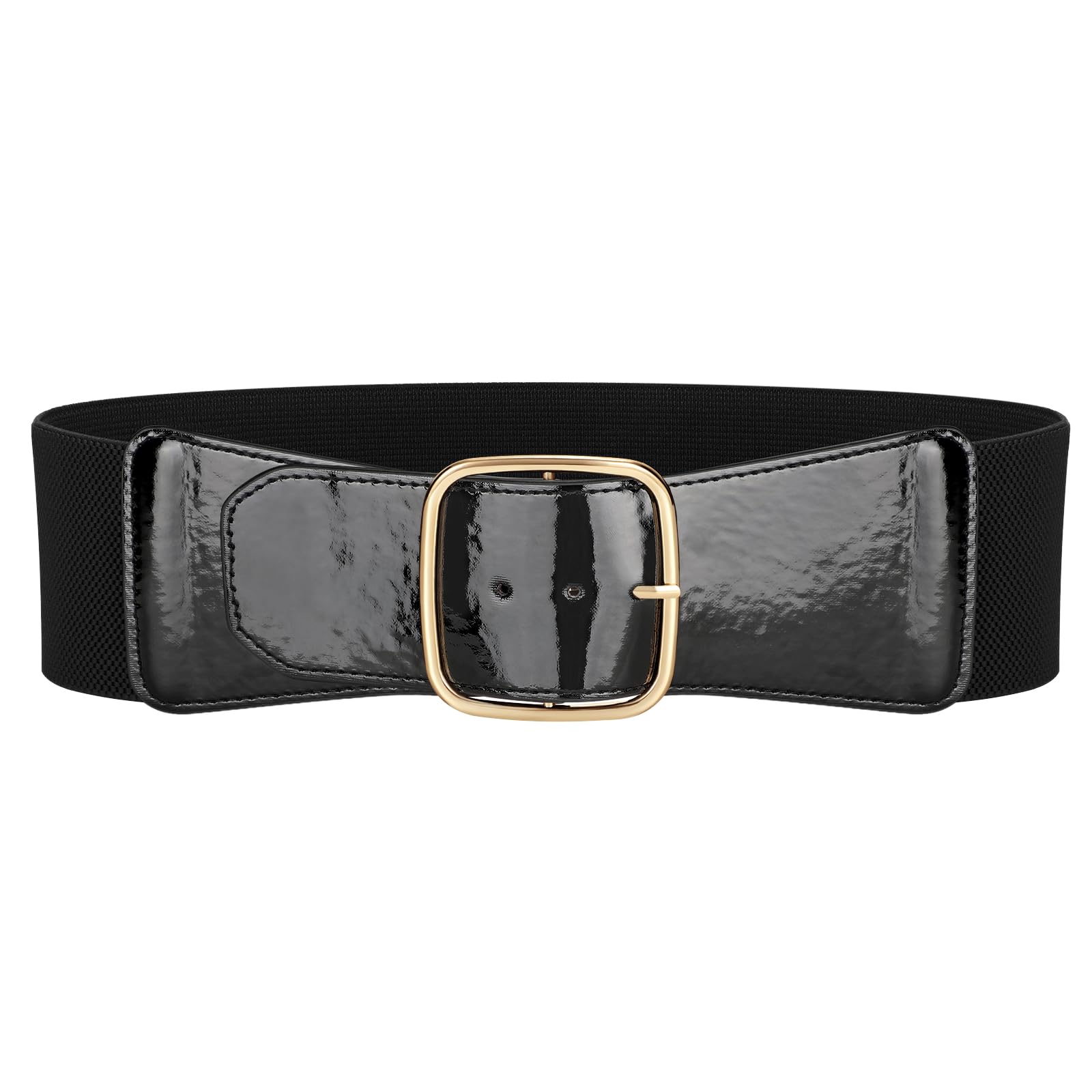 JASGOOD Women Elastic Wide Belt Ladies Stretchy Waist Belt with Square Buckle for Dress