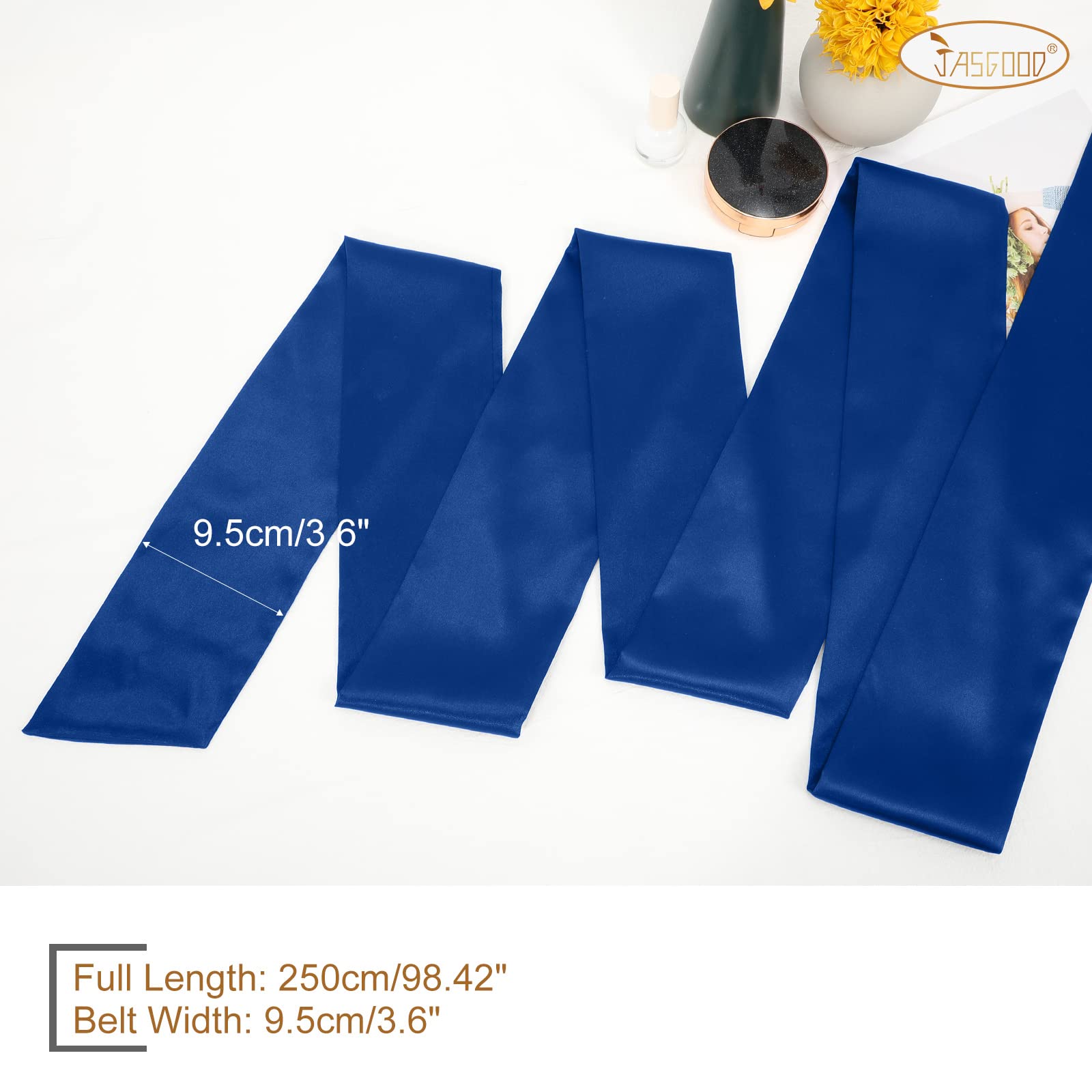 JASGOOD Women Sash Belt for Dress Long Satin Waist Belt for Wedding Party Special Occasion 3.7" Width
