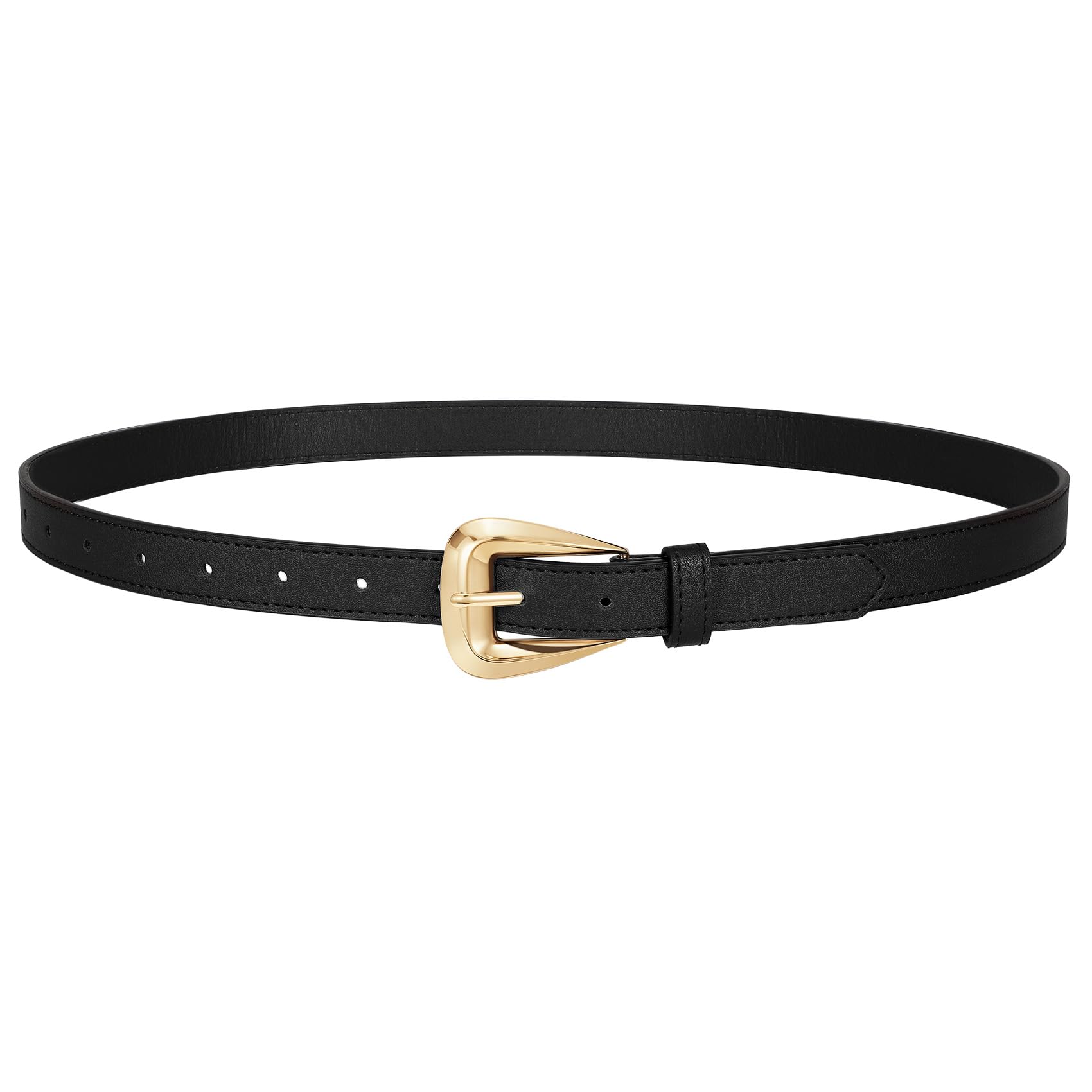 JASGOOD Women Leather Belts for Jeans Pants Soft Leather Waist Belt for Ladies Vintage Belt with Gold Buckle 0.9" Width
