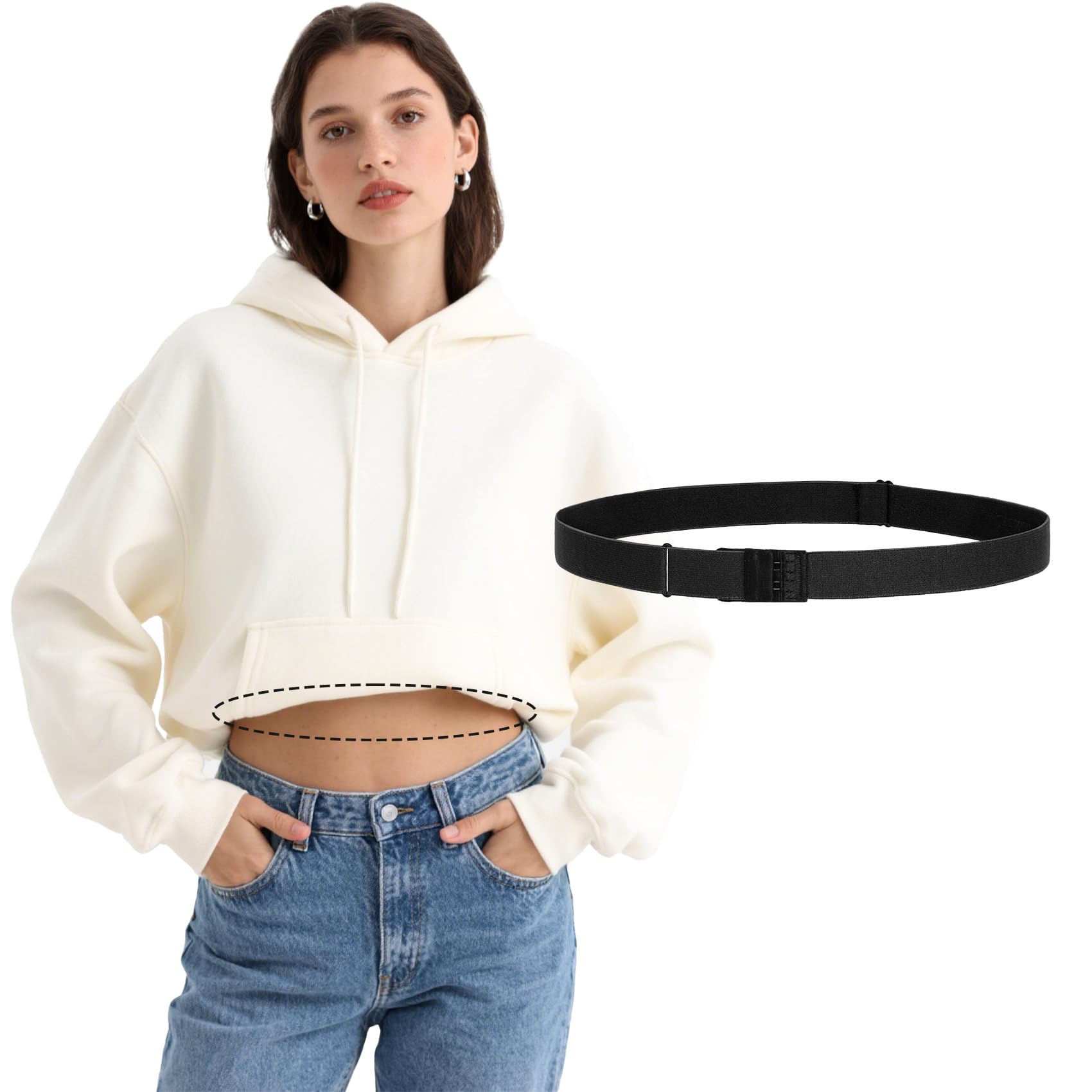 JASGOOD Crop Top Tuck Waist Band Adjustable Band Tucking Sweaters Shirts Stretch Belts for Women Change Style of Tops