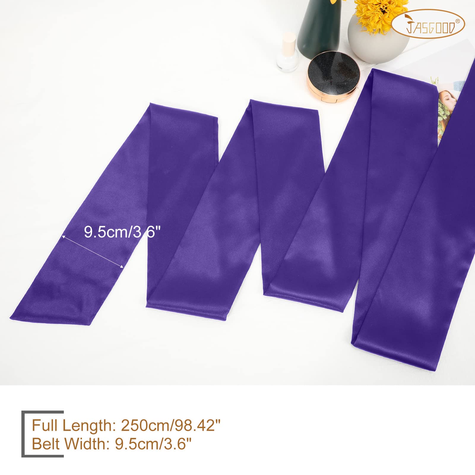 JASGOOD Women Sash Belt for Dress Long Satin Waist Belt for Wedding Party Special Occasion 3.7" Width
