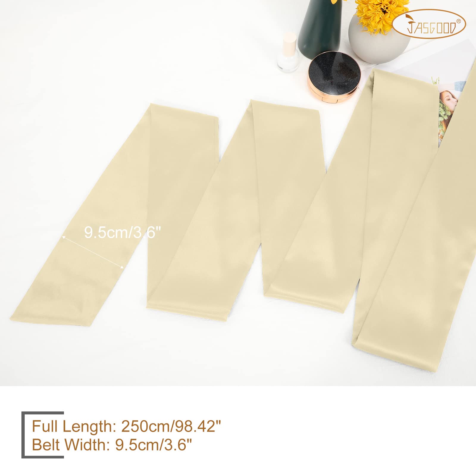 JASGOOD Women Sash Belt for Dress Long Satin Waist Belt for Wedding Party Special Occasion 3.7" Width