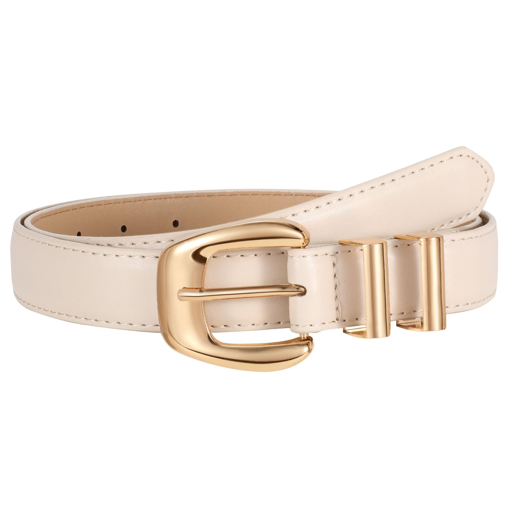 JASGOOD Women Leather Belt with Gold Buckle Plus Size Belt for Jeans Pants PU Leather Waist Belt for Ladies