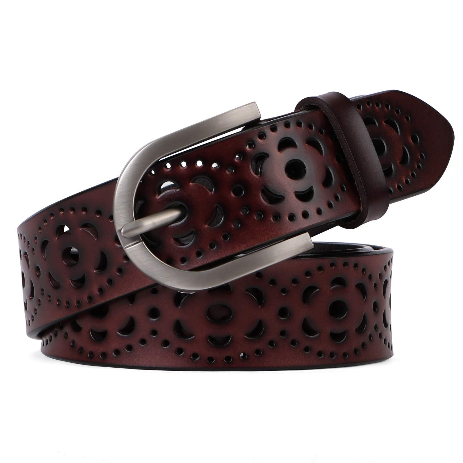 JASGOOD Hollow Genuine Leather Belt for Women Ladies Belt for Jeans Pants Casual Waist Belt - JASGOOD OFFICIAL