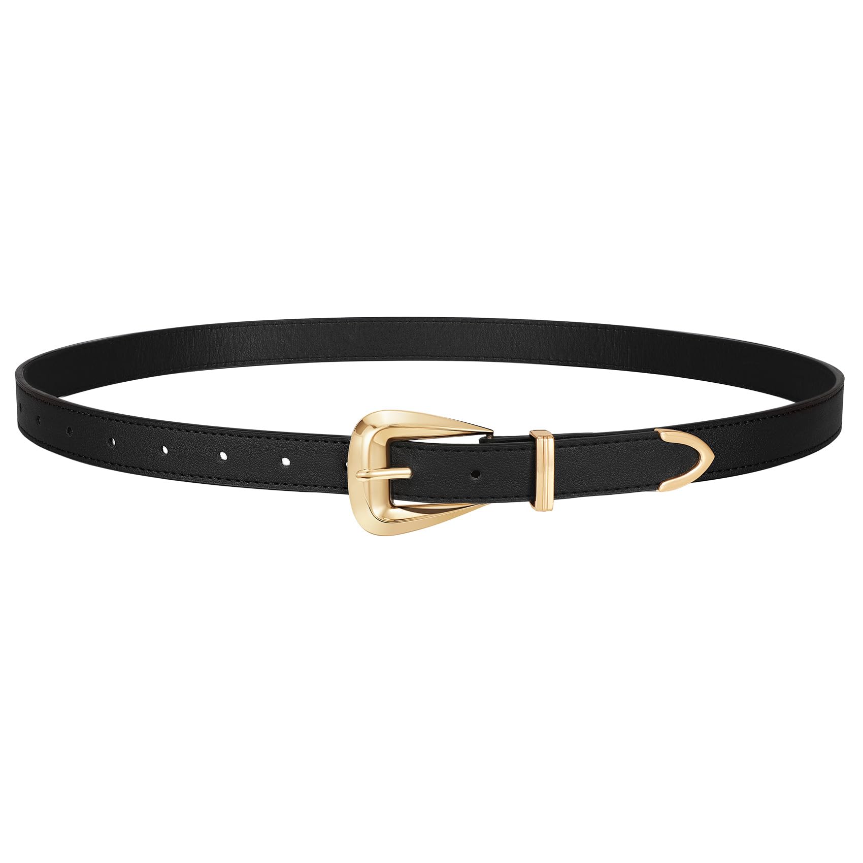 JASGOOD Women Leather Belts for Jeans Pants Soft Leather Waist Belt for Ladies Vintage Belt with Gold Buckle 0.9" Width