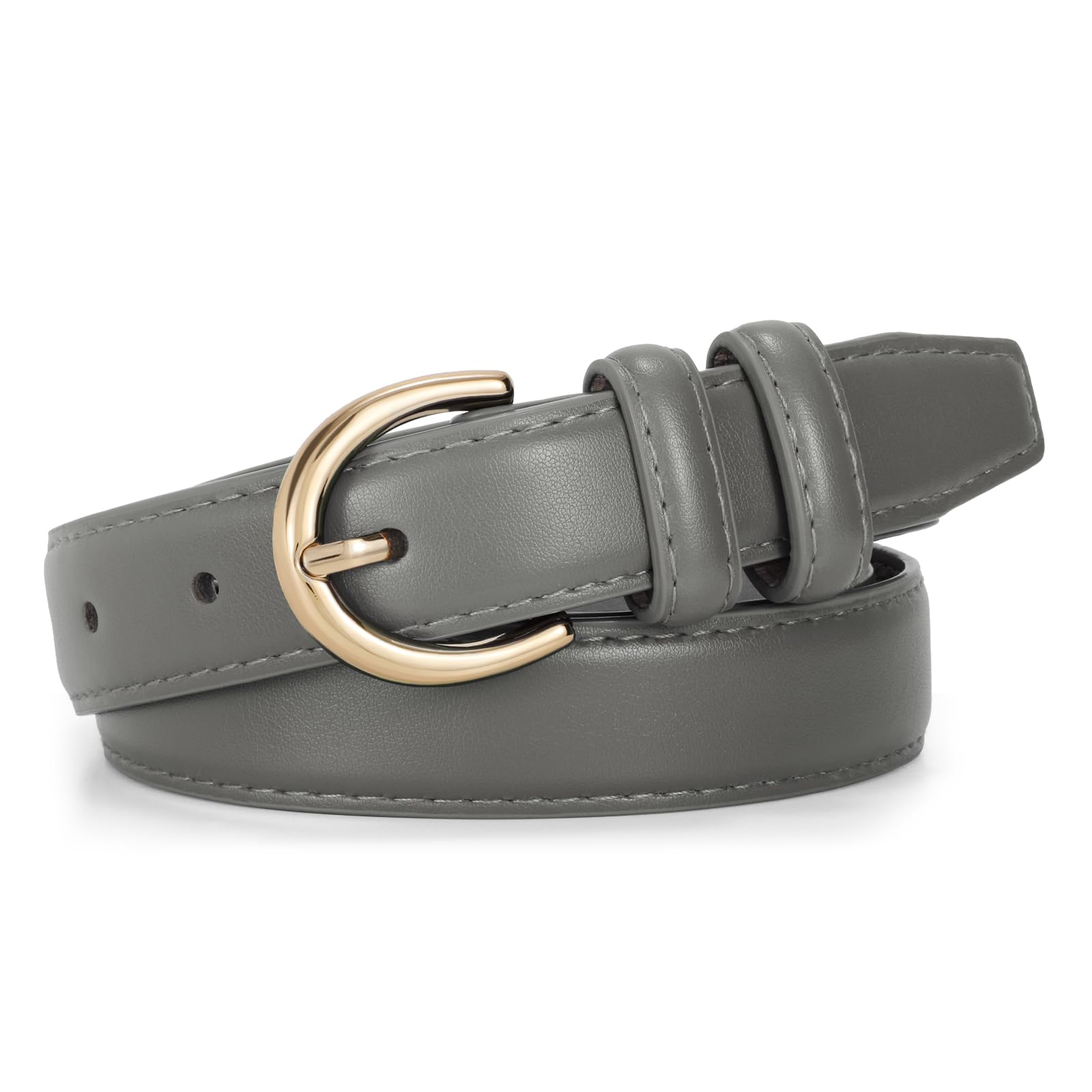 JASGOOD Women Leather Belt Fashion Dress Belt with Gold Buckle for Ladies Jeans Pants