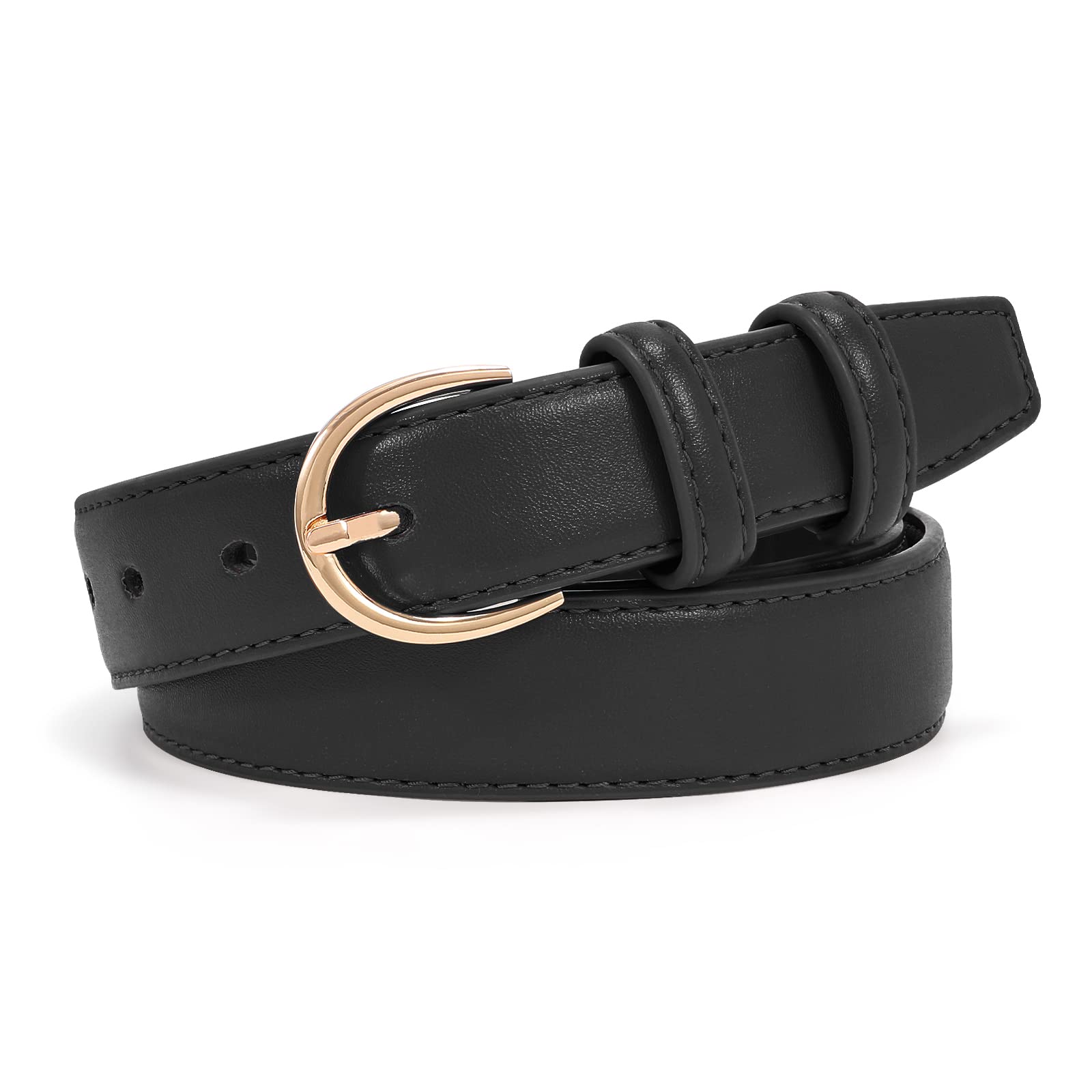 JASGOOD Women Leather Belt Fashion Dress Belt with Gold Buckle for Ladies Jeans Pants