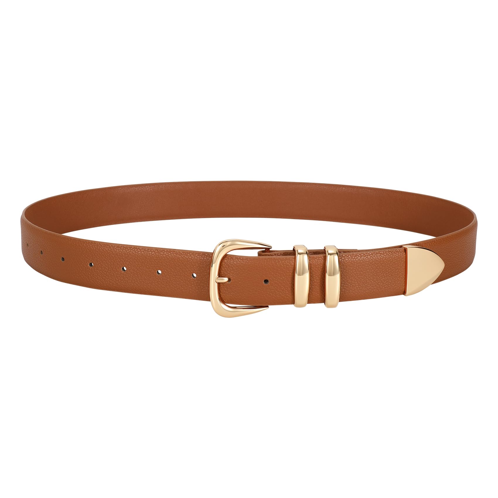 JASGOOD Women's Leather Belts Fashion Leather Waist Belt with Gold Buckle Elegant Ladies Belts for Jeans Dress