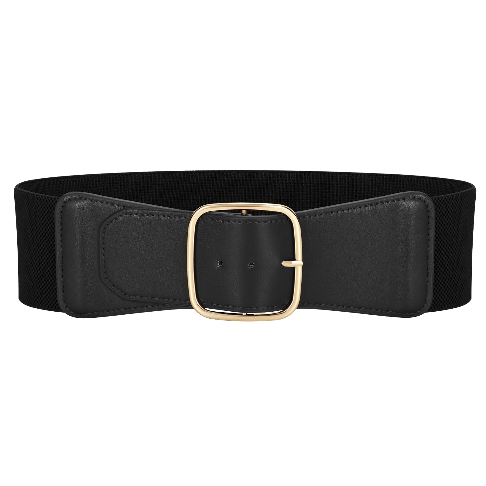 JASGOOD Women Elastic Wide Belt Ladies Stretchy Waist Belt with Square Buckle for Dress
