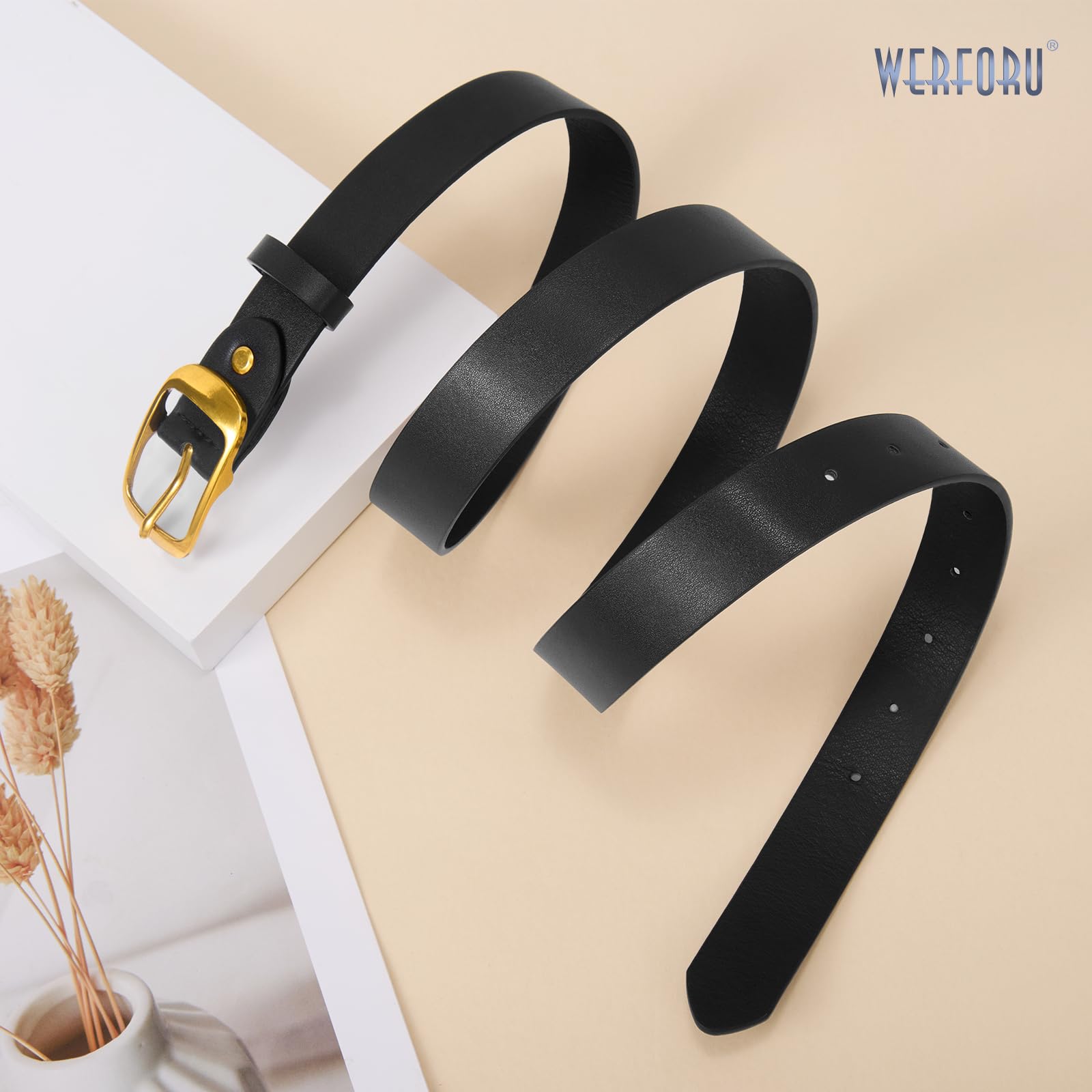 WERFORU Plus Size Belt for Women Leather Belt with Metal Buckle Ladies Casual Belt for Jeans Pants - JASGOOD OFFICIAL