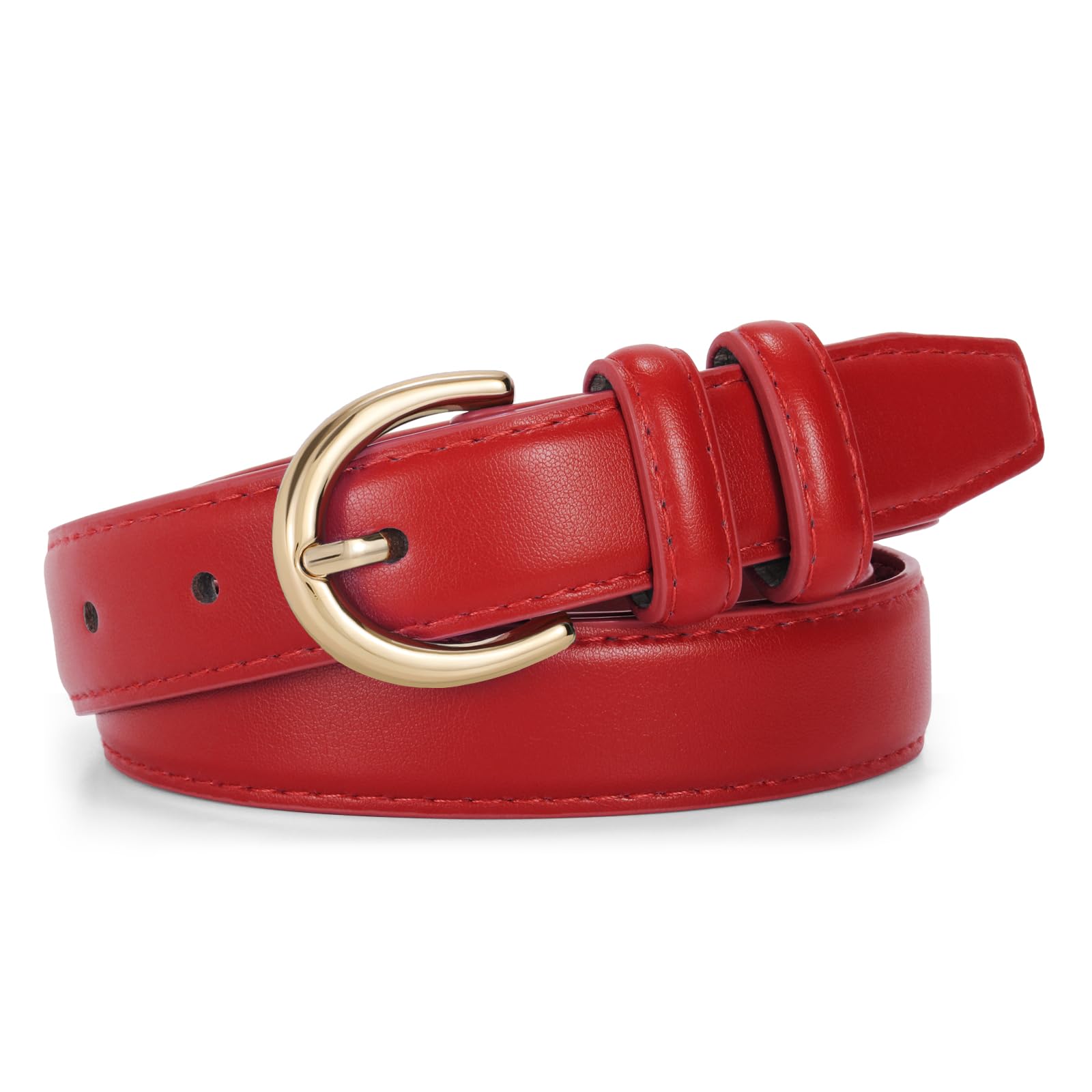 JASGOOD Women Leather Belt Fashion Dress Belt with Gold Buckle for Ladies Jeans Pants