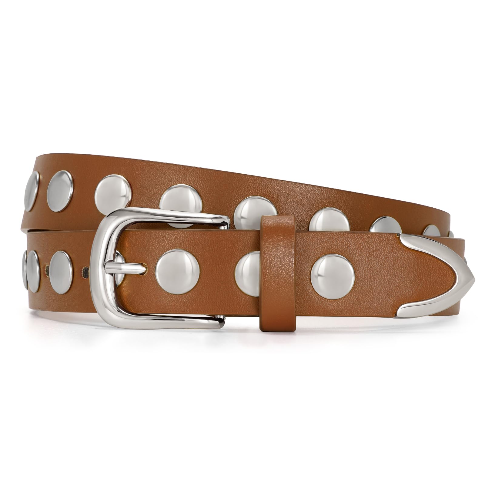 JASGOOD Women Fashion Leather Belt Punk Studded Belt for Jeans Pants Dresses - JASGOOD OFFICIAL