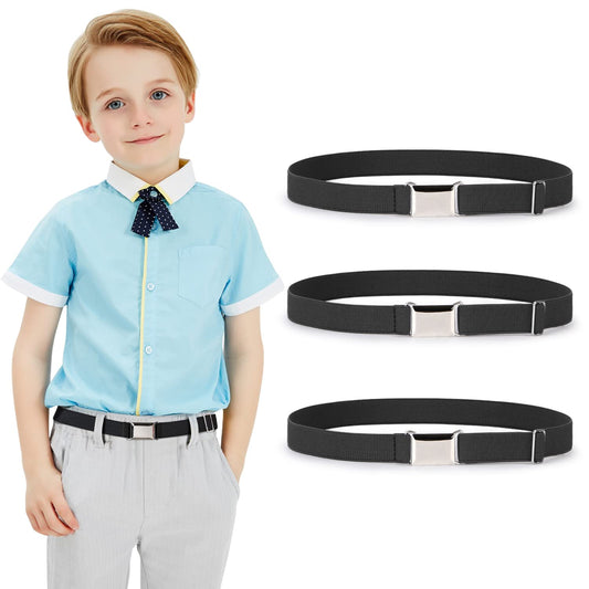 JASGOOD Kids Toddler Belt Elastic Stretch Adjustable Belt for Boys and Girls with Silver Square Buckle 2 Pack - JASGOOD OFFICIAL