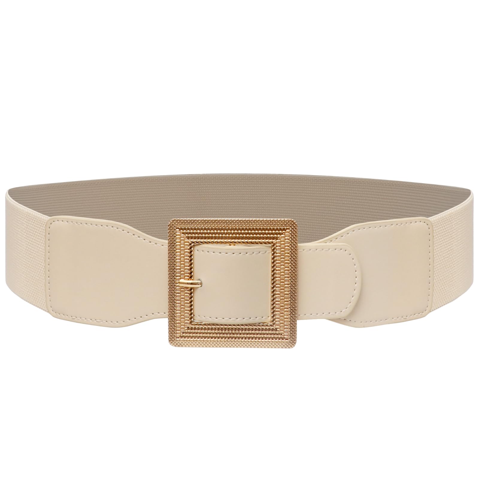 JASGOOD Women Wide Elastic Belt Stretchy Vintage Waist Belts for Dress Santa Belt with Square Buckle