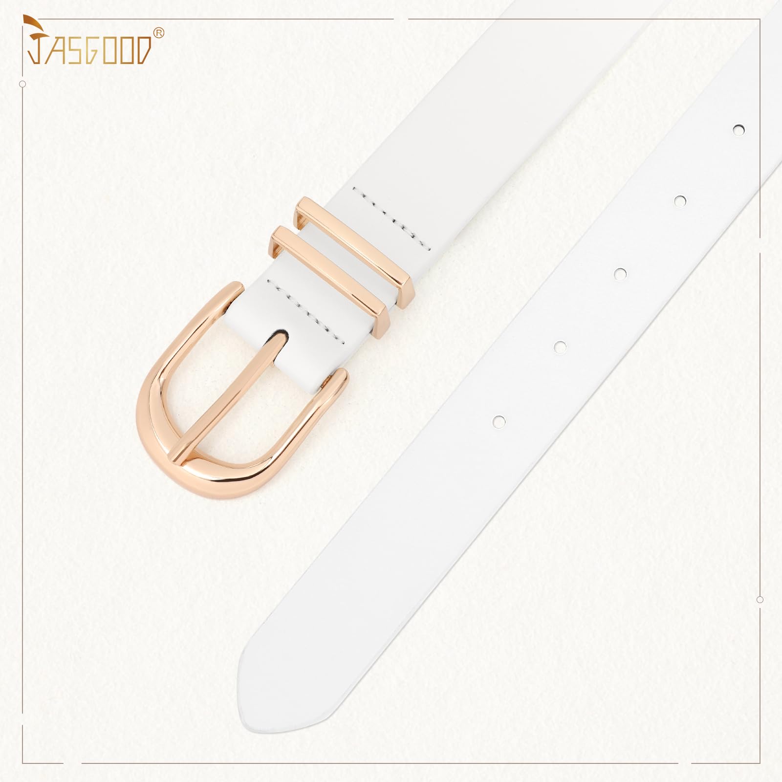 JASGOOD 3 Pack Women Leather Belts For Jeans Dresses Pants Ladies Faux Leather Waist Belt with Gold Buckle - JASGOOD OFFICIAL
