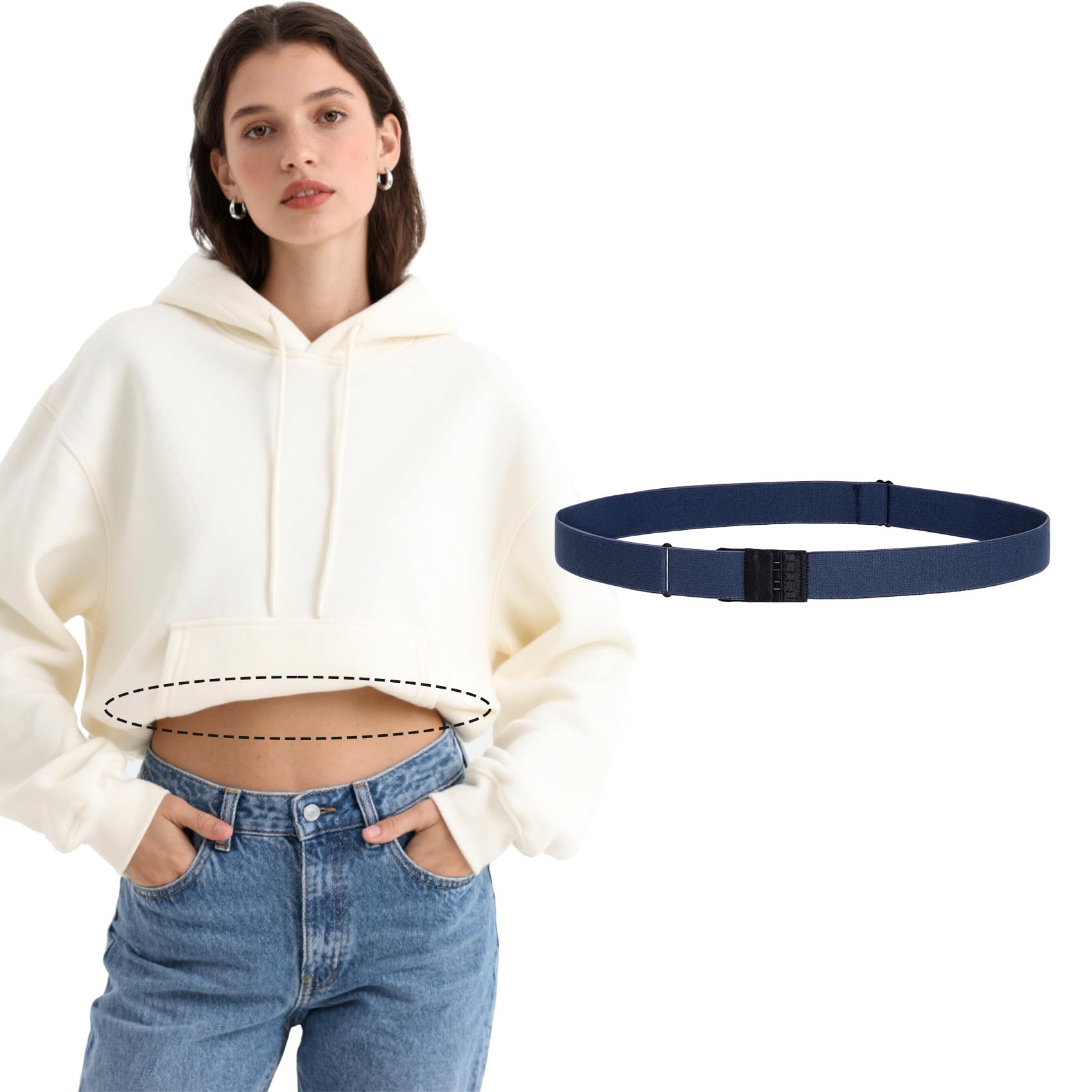 JASGOOD Crop Top Tuck Waist Band Adjustable Band Tucking Sweaters Shirts Stretch Belts for Women Change Style of Tops