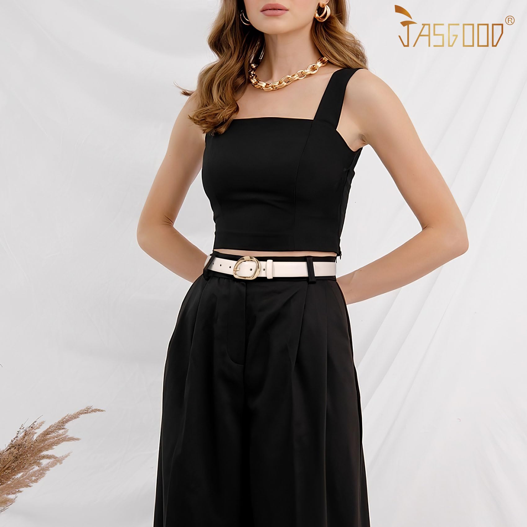 JASGOOD Leather Belts for Women Cute Casual Waist Belt with Gold Buckle Ladies for Jeans Pants Dresses - JASGOOD OFFICIAL
