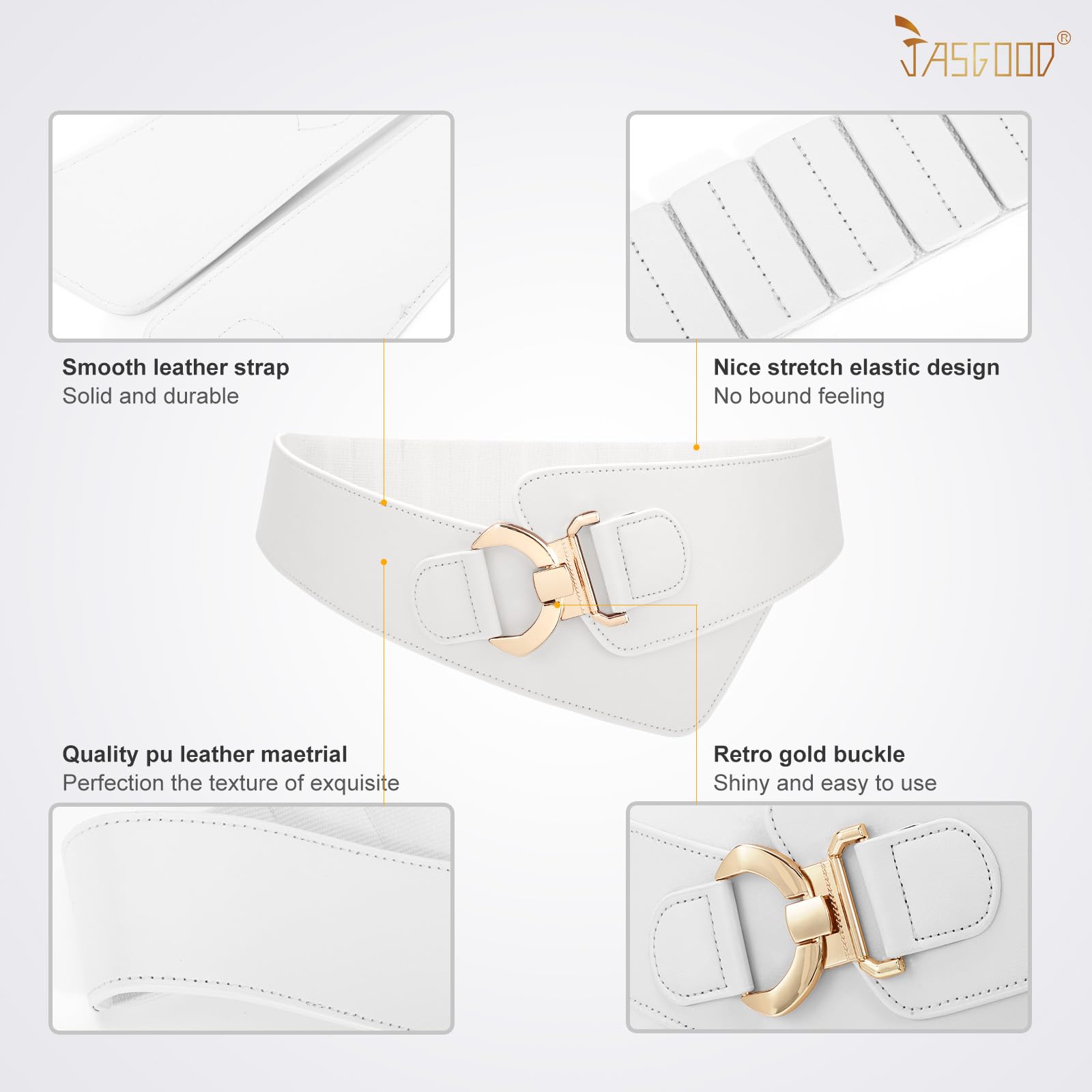 JASGOOD Wide Elastic Stretch Waist Belt Women's Adjustable Fashion Dress Belt - JASGOOD OFFICIAL
