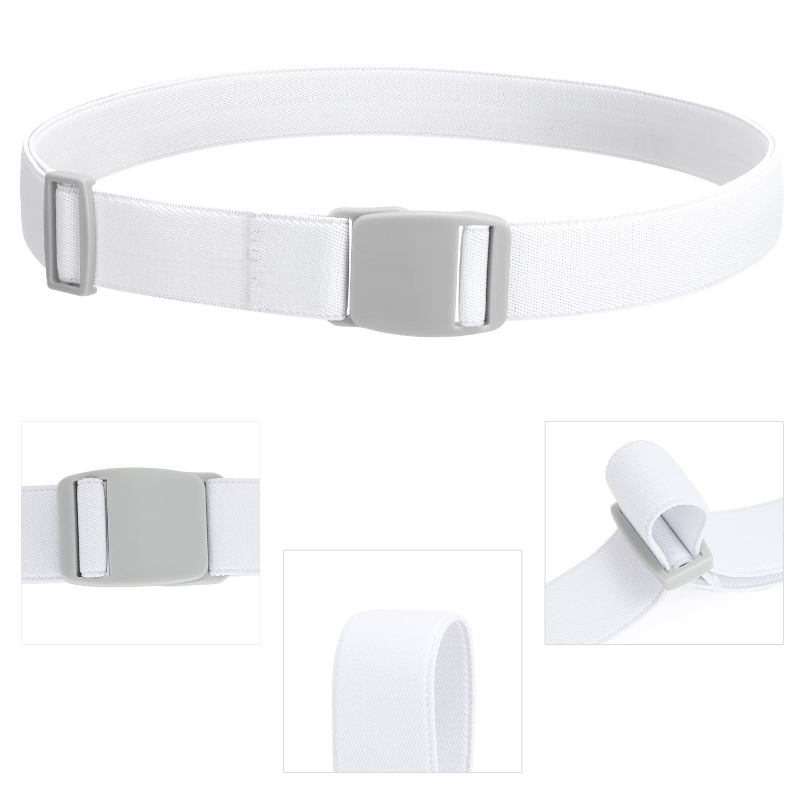 JASGOOD No Show Stretch Belt for Women Easily Adjustable Elastic Flat Buckle Belt