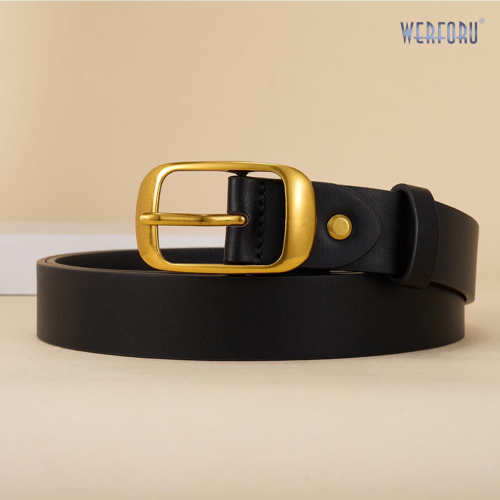 WERFORU Plus Size Belt for Women Leather Belt with Metal Buckle Ladies Casual Belt for Jeans Pants - JASGOOD OFFICIAL